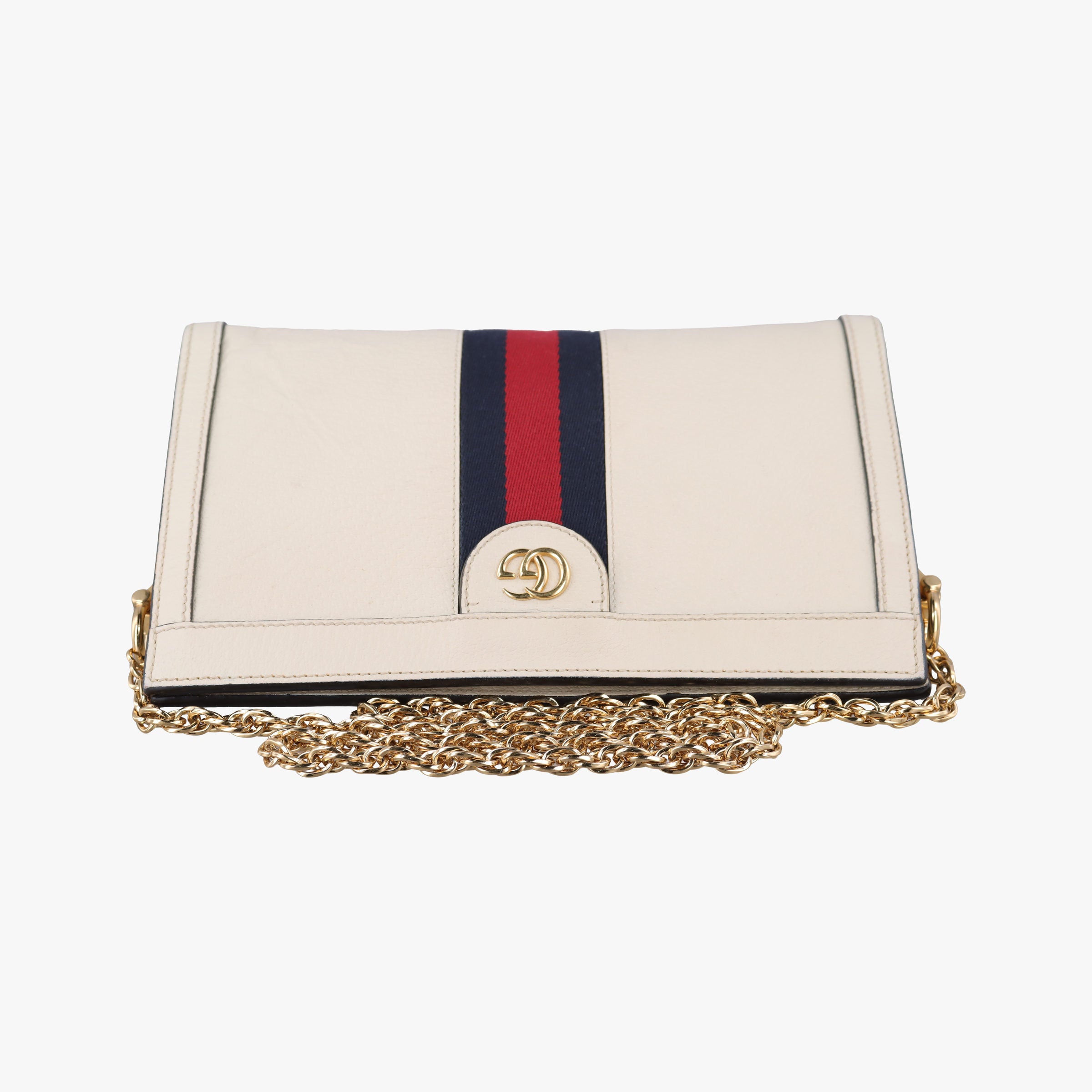Pre-owned Gucci Ophidia White×Black×red Leather 503877 shoulderbag | stylenewstar