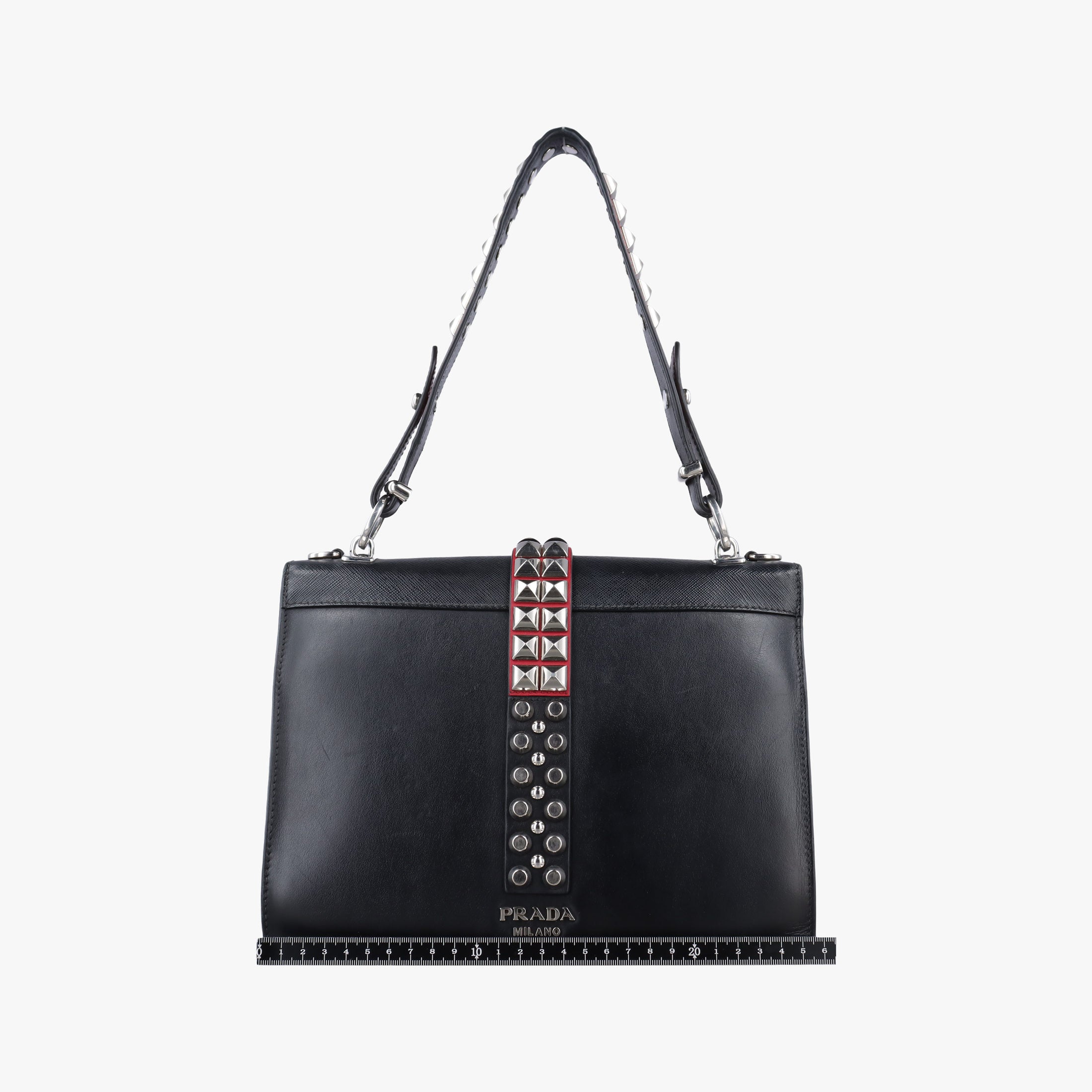 Vintage Prada Electra Studded Black Leather×Saffiano leather 1BD120 shoulderbag | stylenewstar