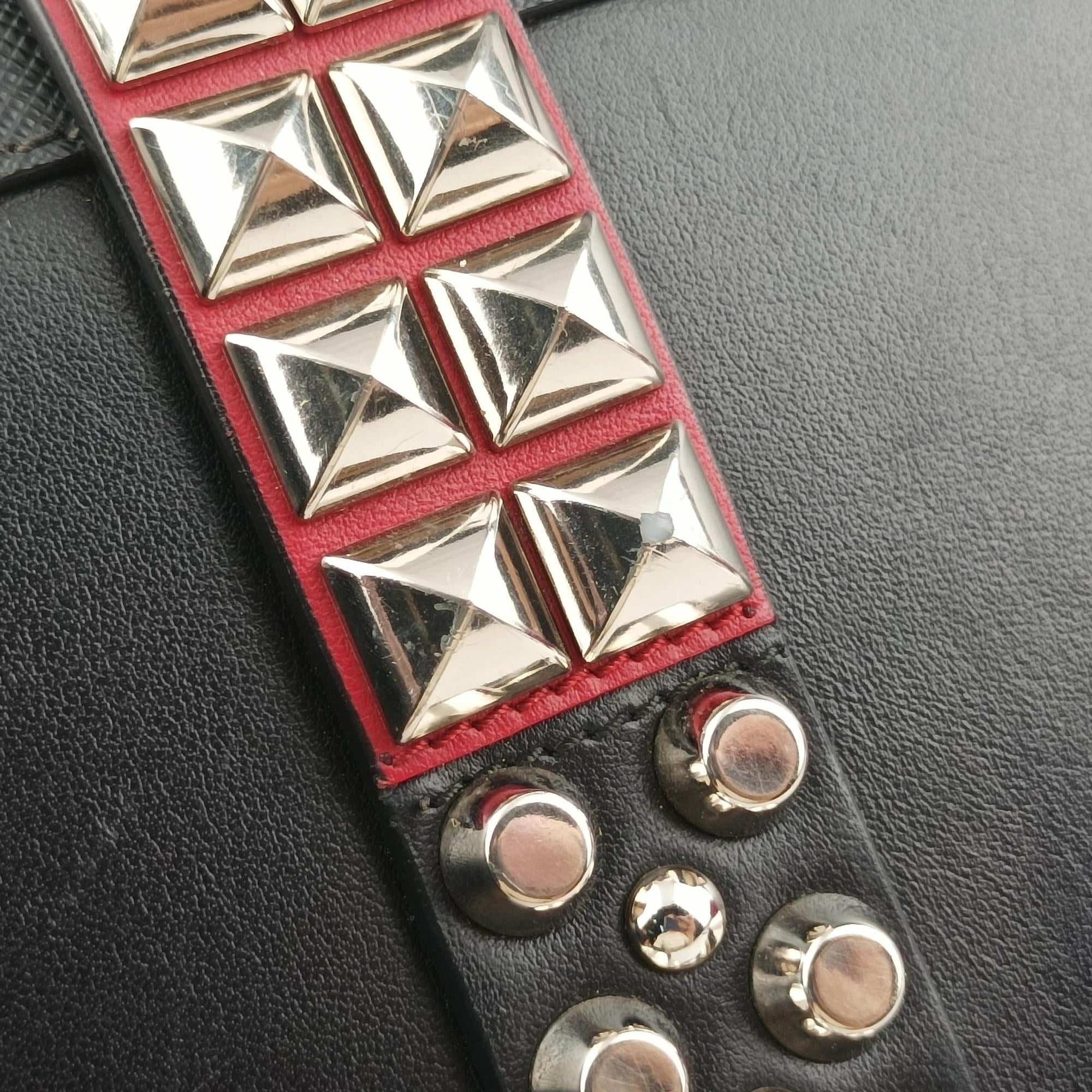 Vintage Prada Electra Studded Black Leather×Saffiano leather 1BD120 shoulderbag | stylenewstar