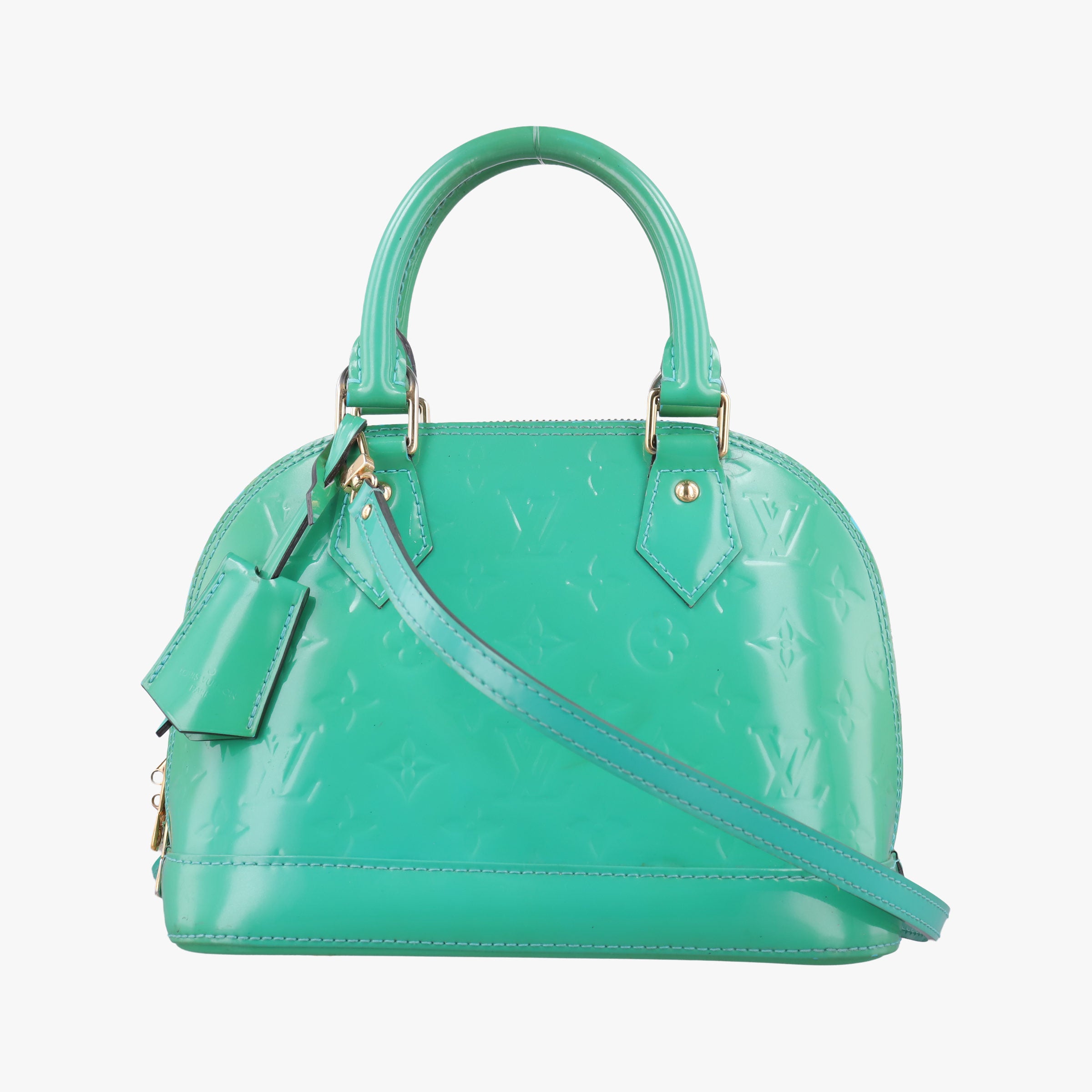 Vintage Louis Vuitton Alma BB Blue Lagon Vernis M91696 shoulderbag | stylenewstar