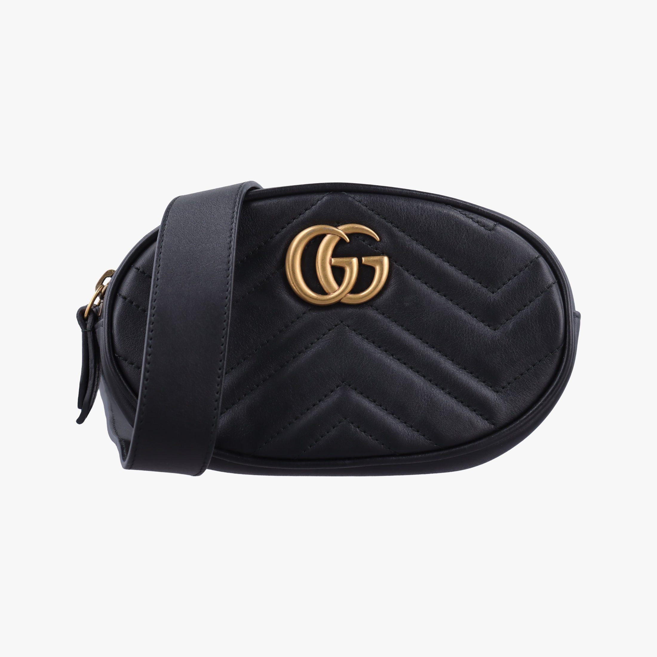 Secondhand Gucci GG Marmont Black Leather 476434 bum bag/waist bag | stylenewstar