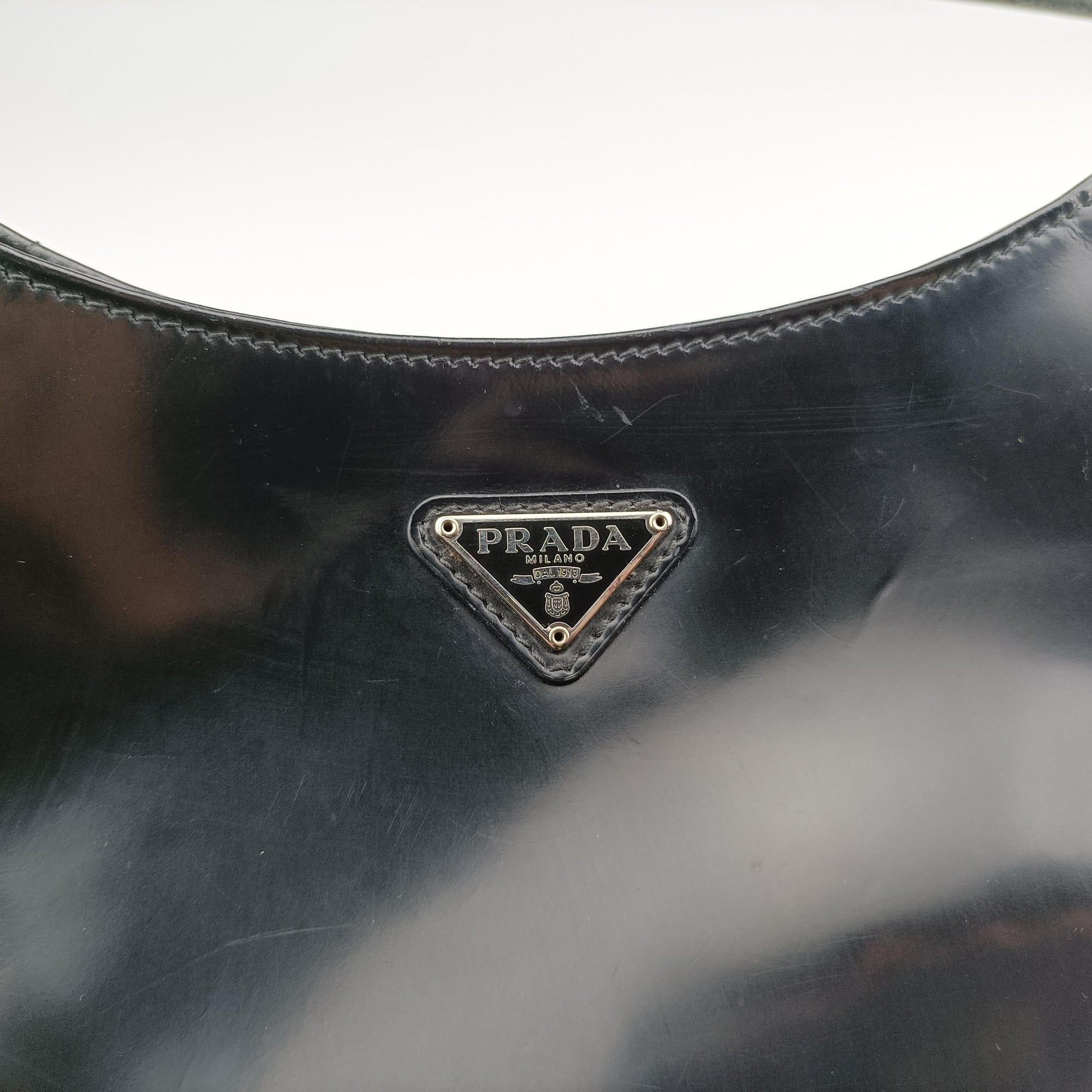 Vintage Prada Cleo Black brushed leather 1BC499 shoulderbag | stylenewstar