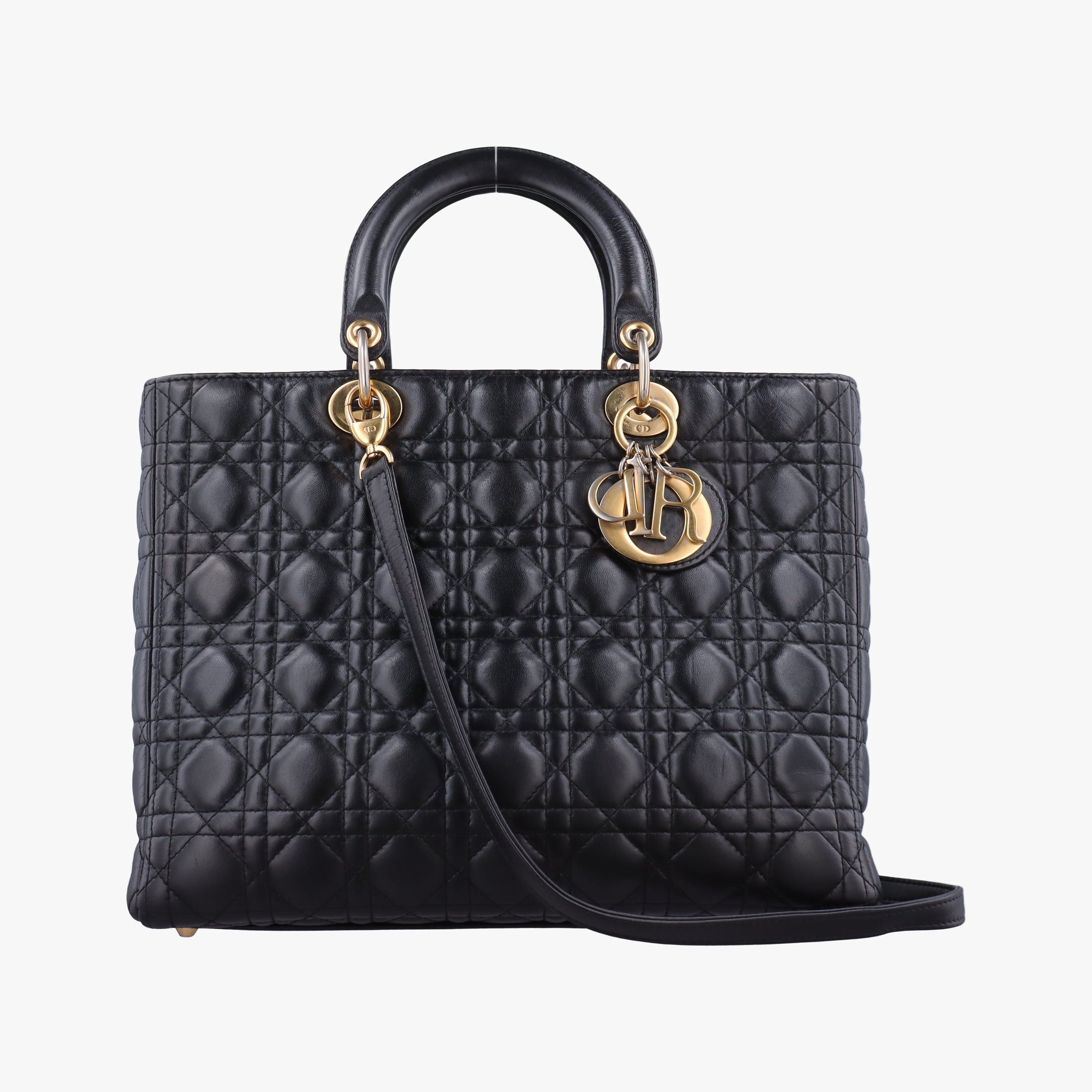 Pre-owned Christian Dior Lady Dior Black lambskin  shoulderbag | stylenewstar