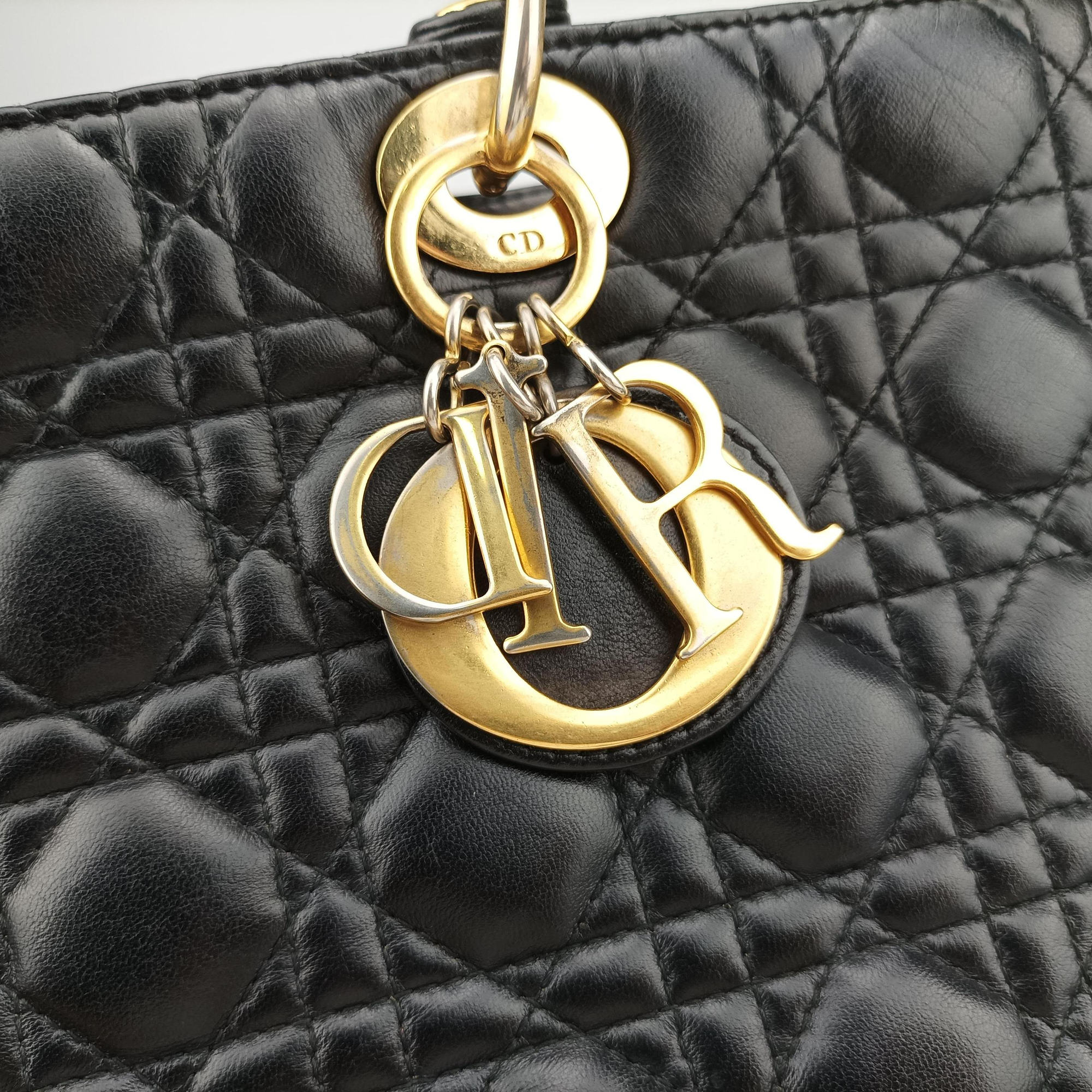 Pre-owned Christian Dior Lady Dior Black lambskin  shoulderbag | stylenewstar