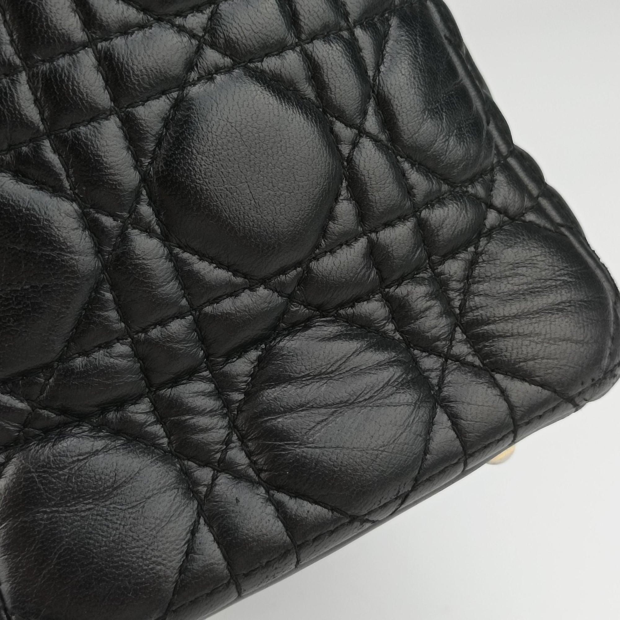 Pre-owned Christian Dior Lady Dior Black lambskin  shoulderbag | stylenewstar