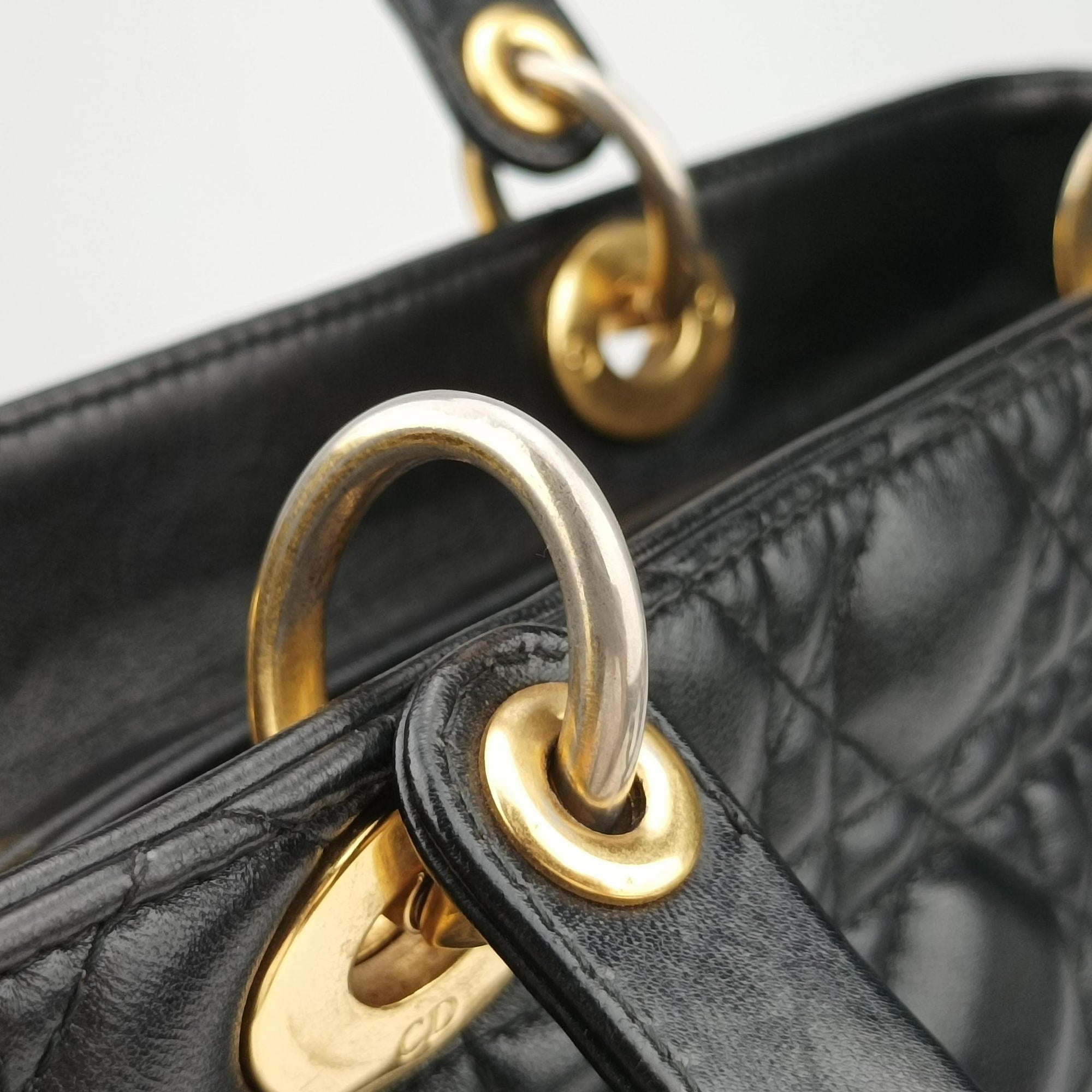 Pre-owned Christian Dior Lady Dior Black lambskin  shoulderbag | stylenewstar