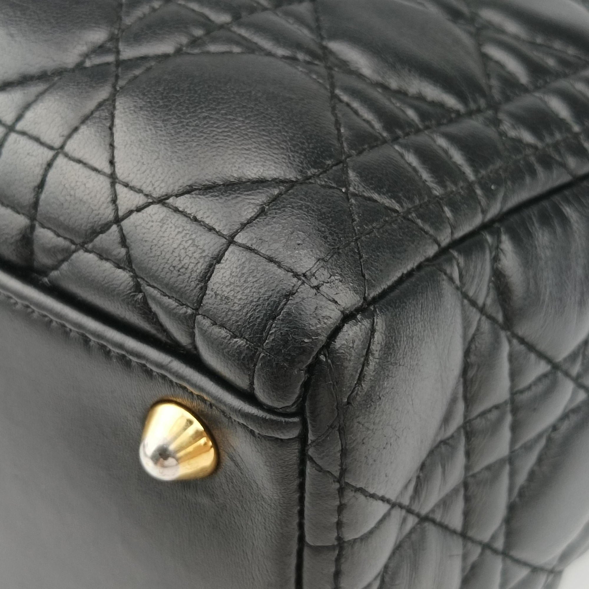 Pre-owned Christian Dior Lady Dior Black lambskin  shoulderbag | stylenewstar