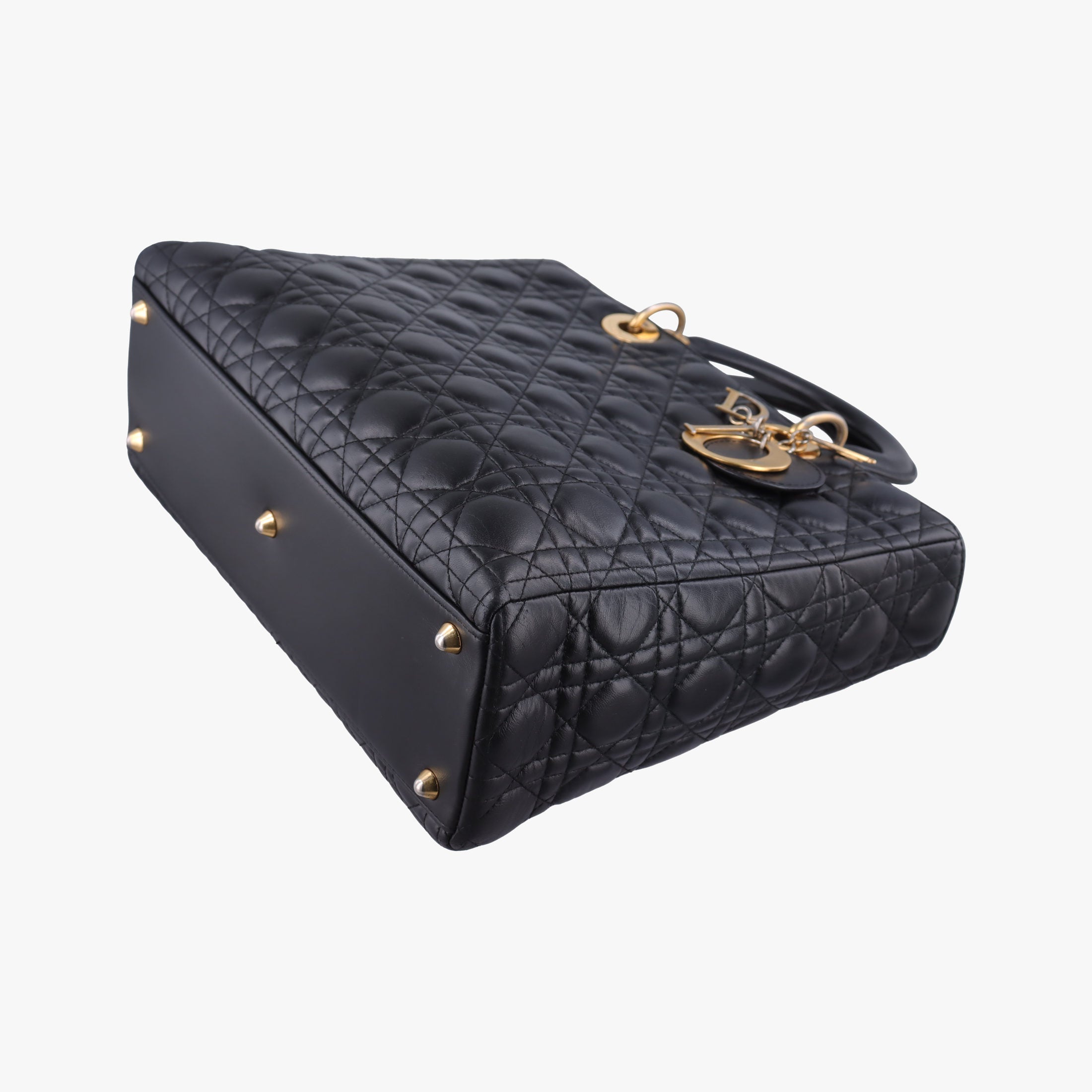 Pre-owned Christian Dior Lady Dior Black lambskin  shoulderbag | stylenewstar