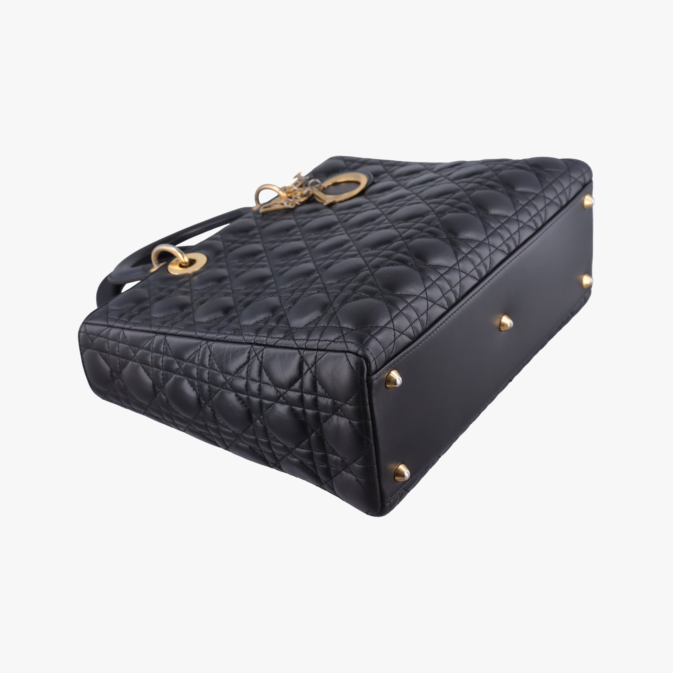 Pre-owned Christian Dior Lady Dior Black lambskin  shoulderbag | stylenewstar