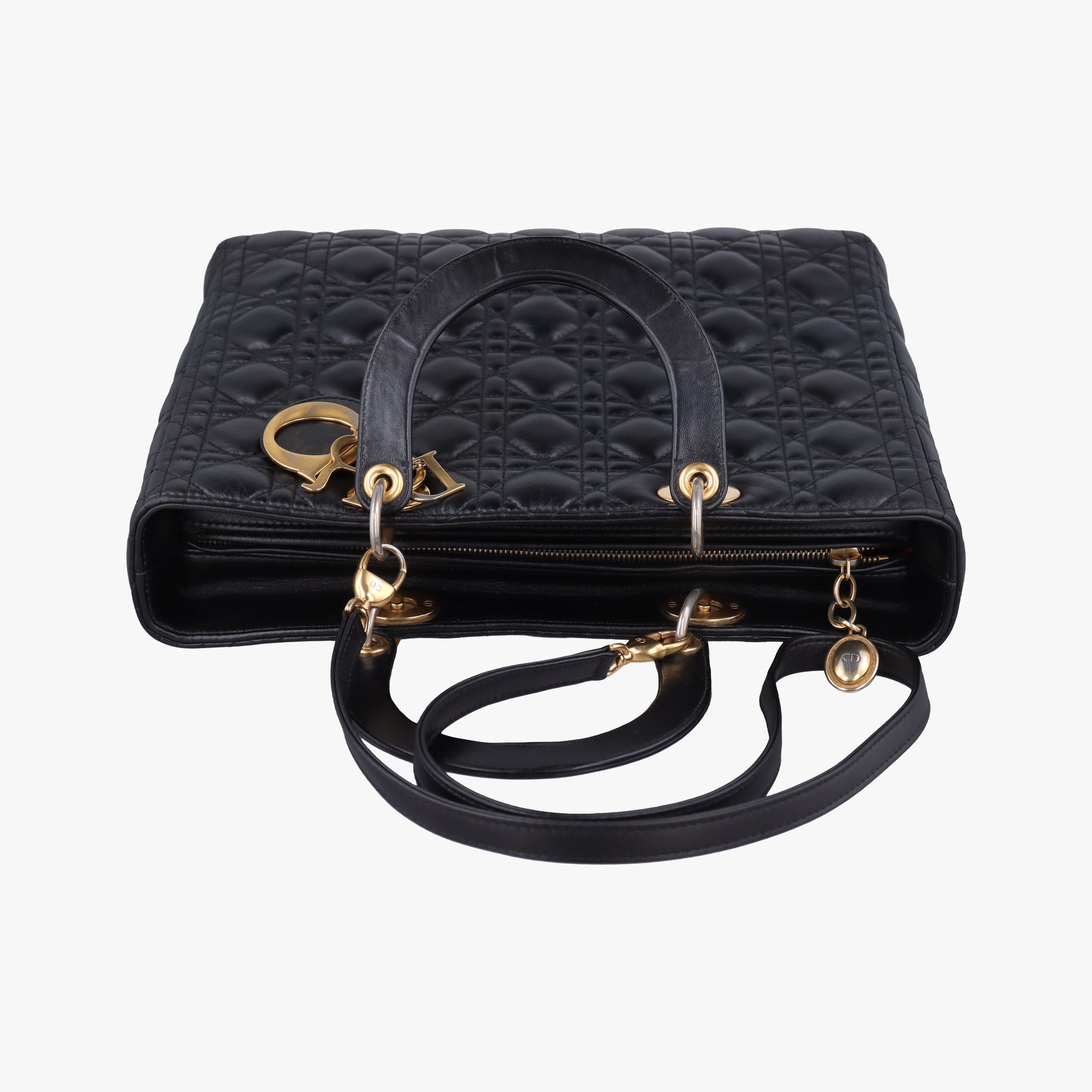 Pre-owned Christian Dior Lady Dior Black lambskin  shoulderbag | stylenewstar