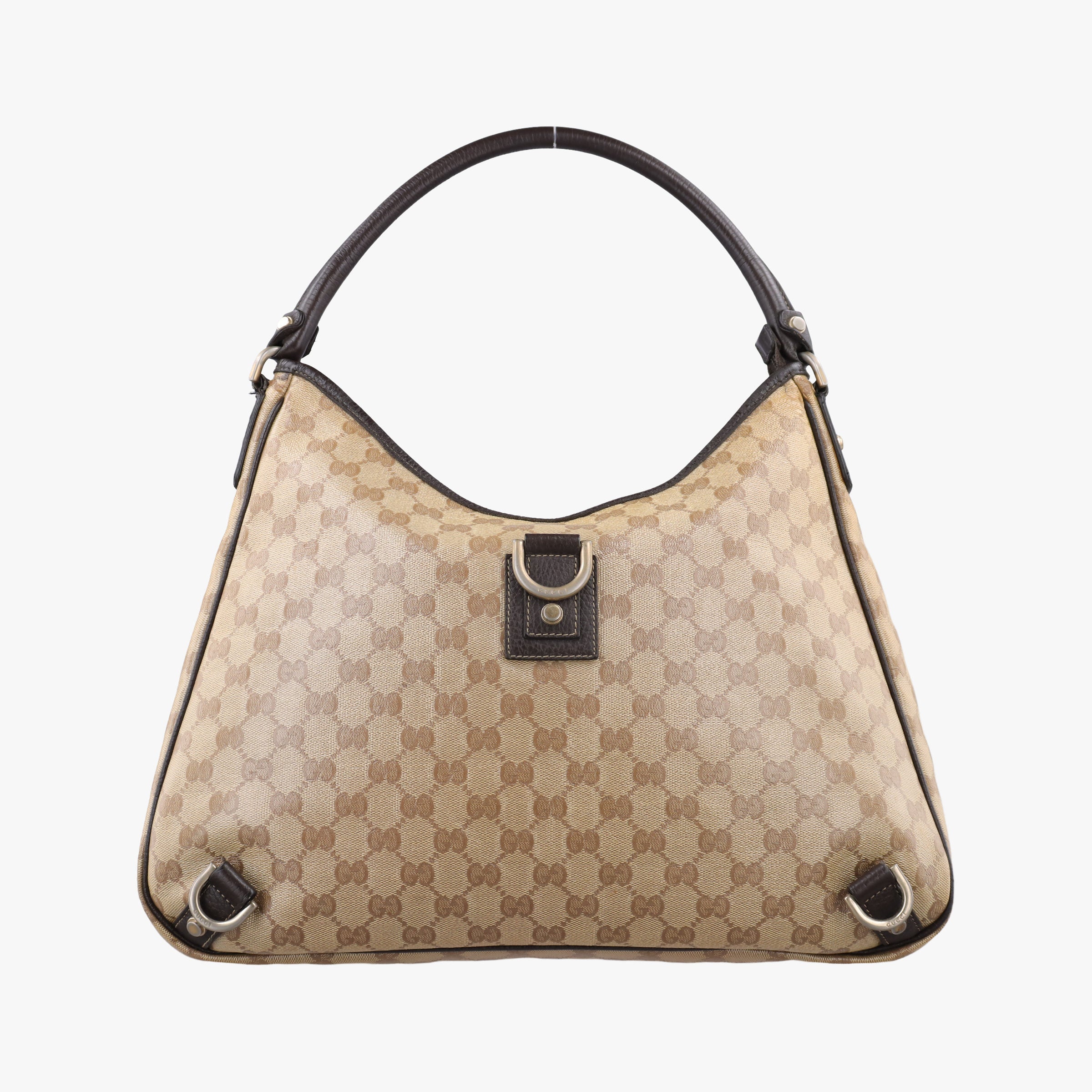 Secondhand Gucci GG Crystal Abbey Hobo Beige PVC coated canvas×leather 268636 handbag | stylenewstar