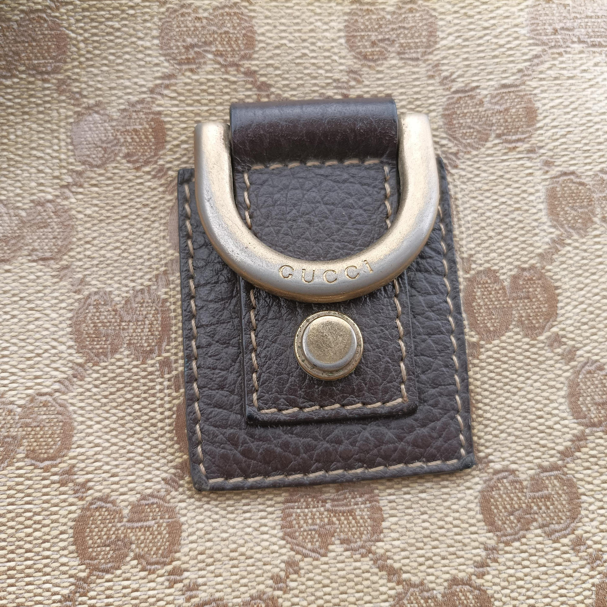 Secondhand Gucci GG Crystal Abbey Hobo Beige PVC coated canvas×leather 268636 handbag | stylenewstar