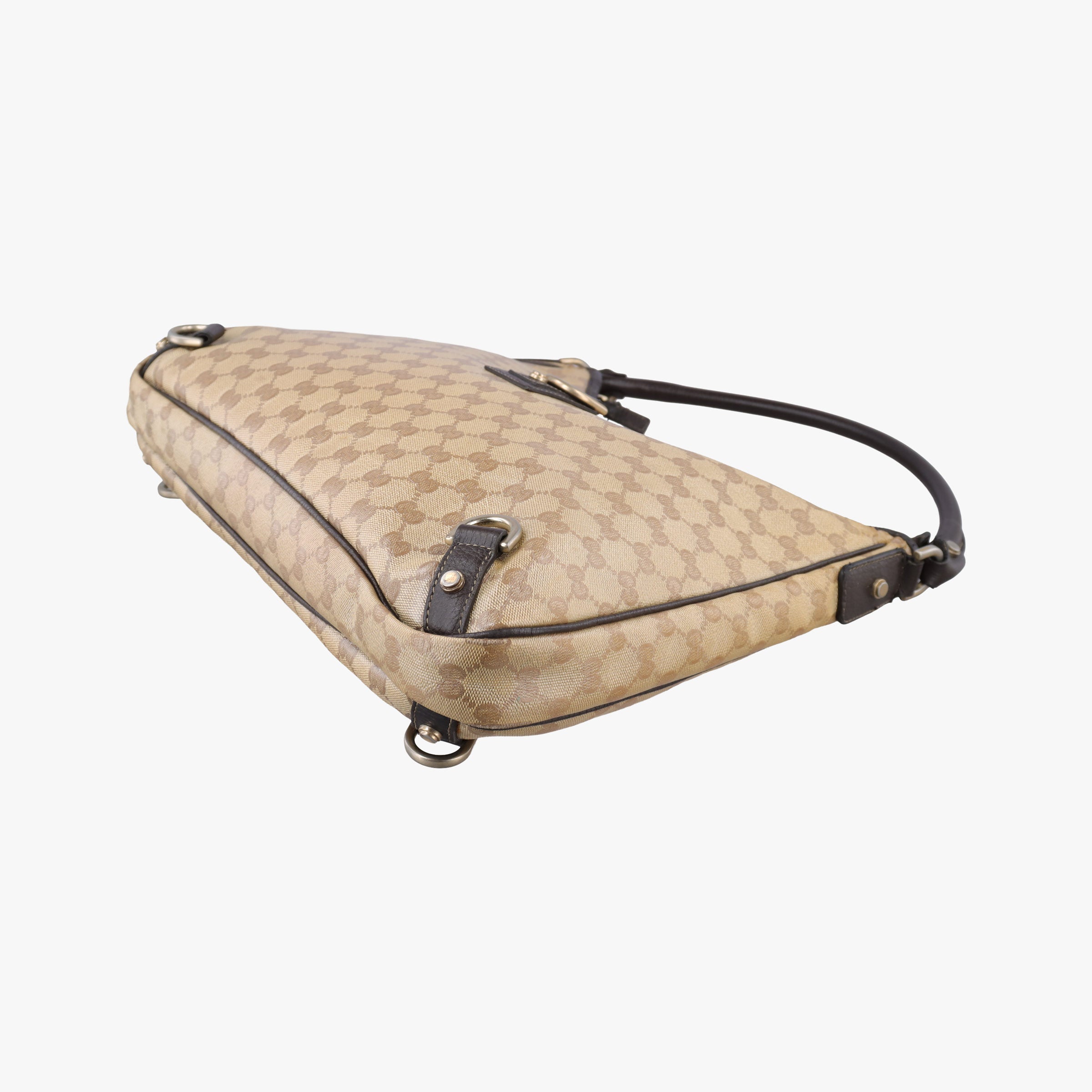 Secondhand Gucci GG Crystal Abbey Hobo Beige PVC coated canvas×leather 268636 handbag | stylenewstar