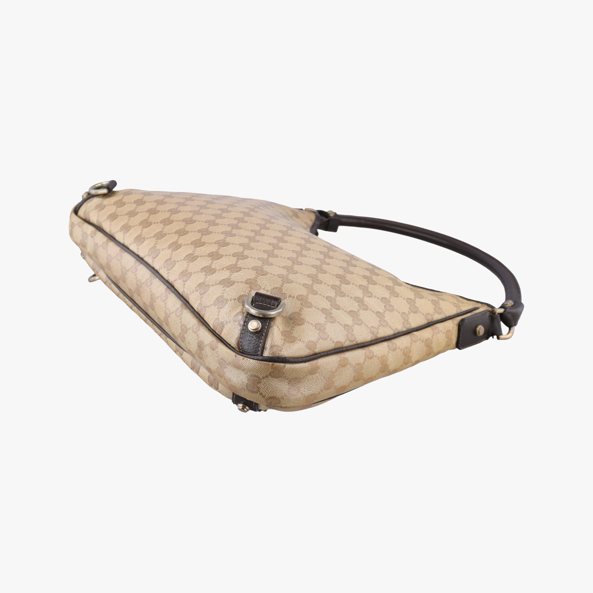 Secondhand Gucci GG Crystal Abbey Hobo Beige PVC coated canvas×leather 268636 handbag | stylenewstar