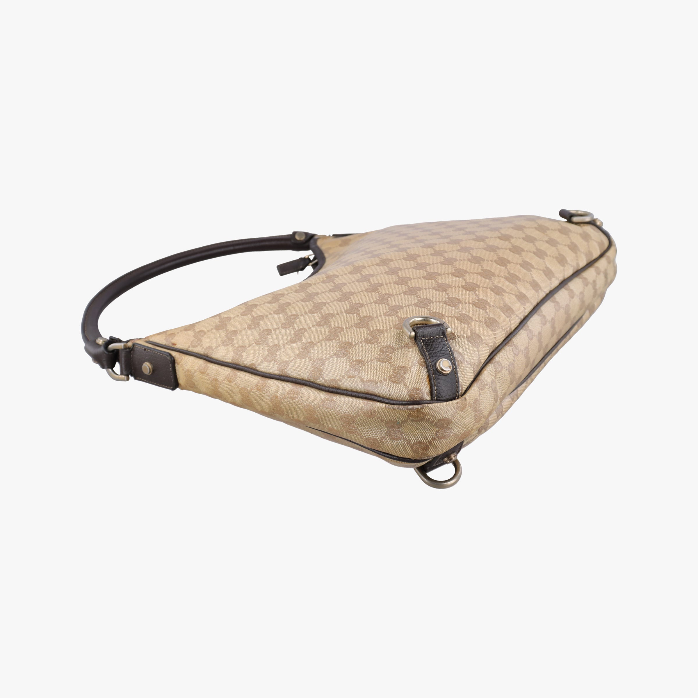 Secondhand Gucci GG Crystal Abbey Hobo Beige PVC coated canvas×leather 268636 handbag | stylenewstar