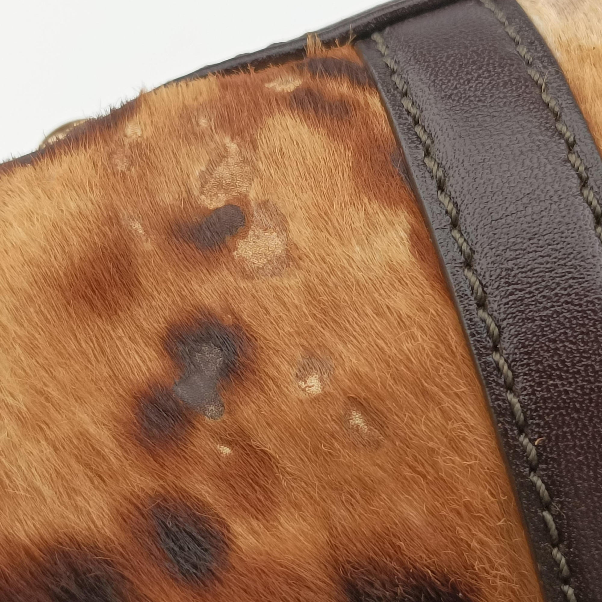 Pre-owned Ferragamo Vara Bow Brown x Black ponyhair  handbag | stylenewstar