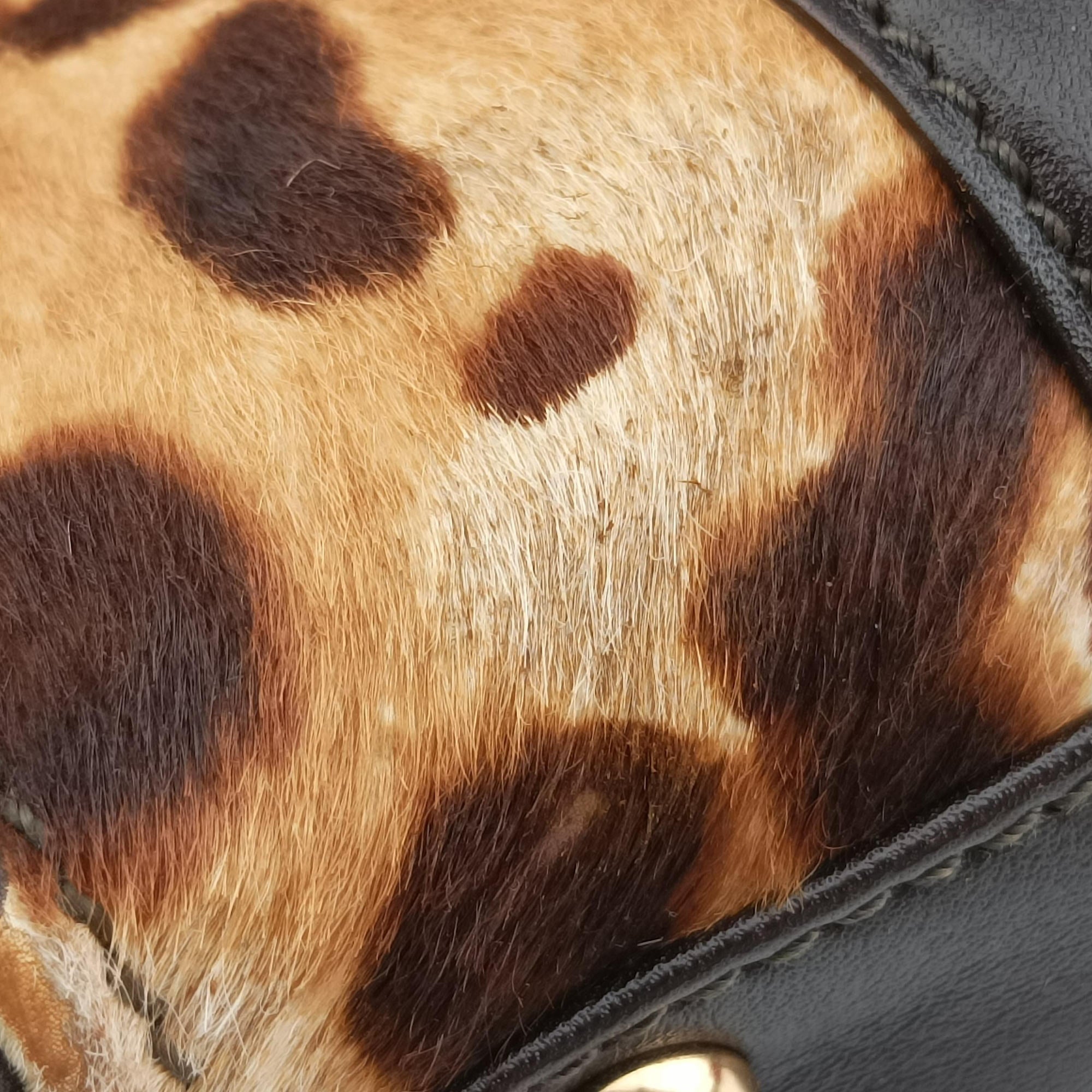 Pre-owned Ferragamo Vara Bow Brown x Black ponyhair  handbag | stylenewstar