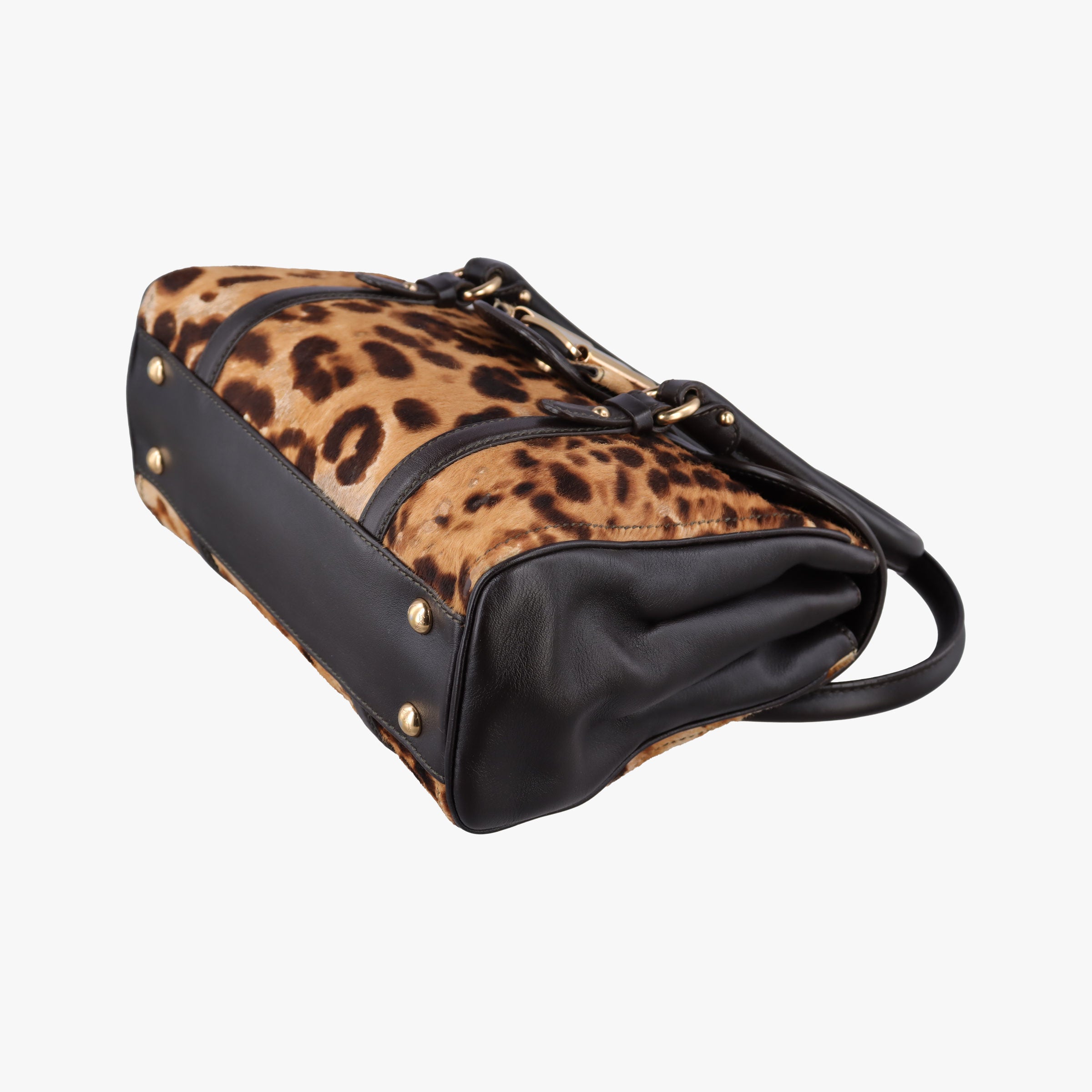 Pre-owned Ferragamo Vara Bow Brown x Black ponyhair  handbag | stylenewstar