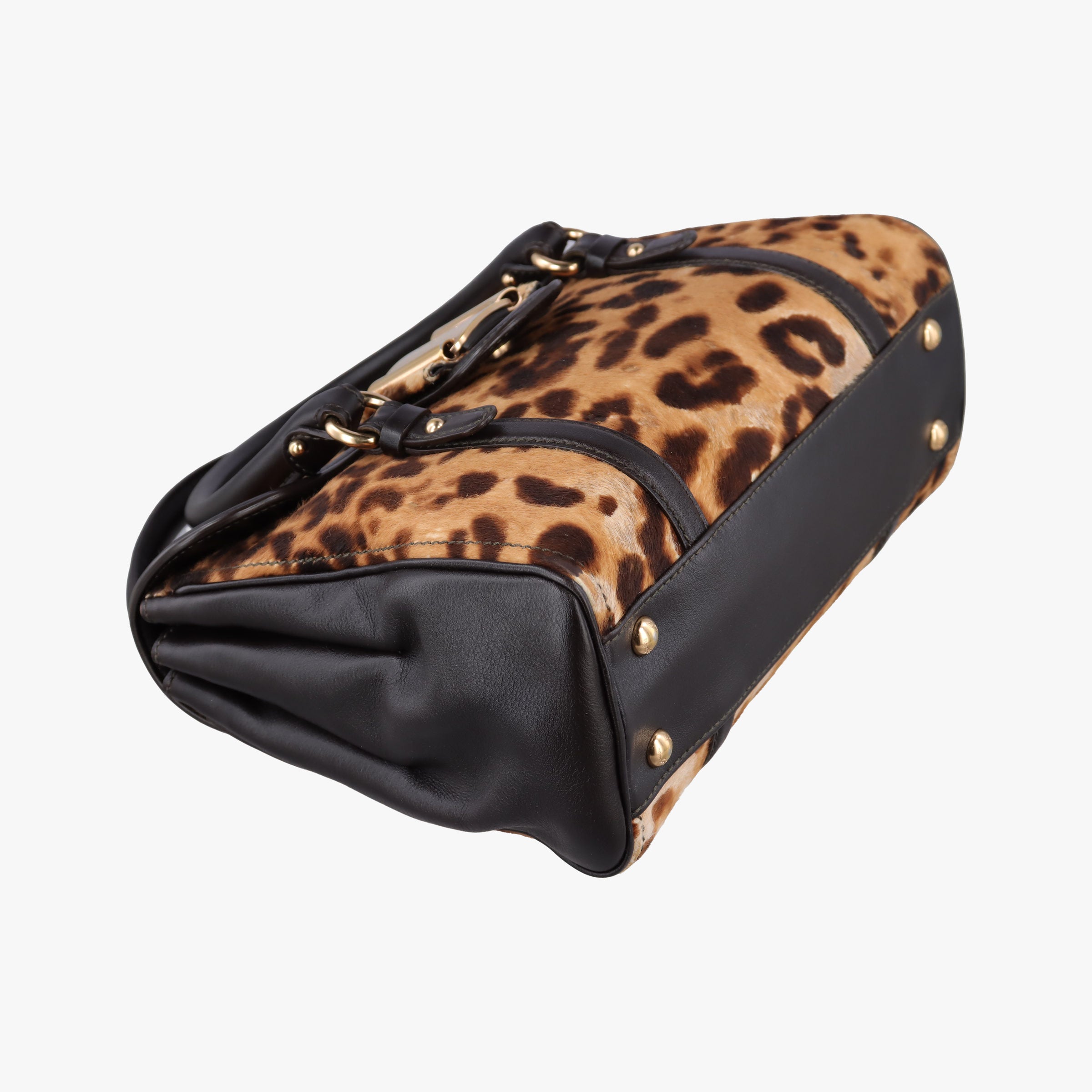 Pre-owned Ferragamo Vara Bow Brown x Black ponyhair  handbag | stylenewstar