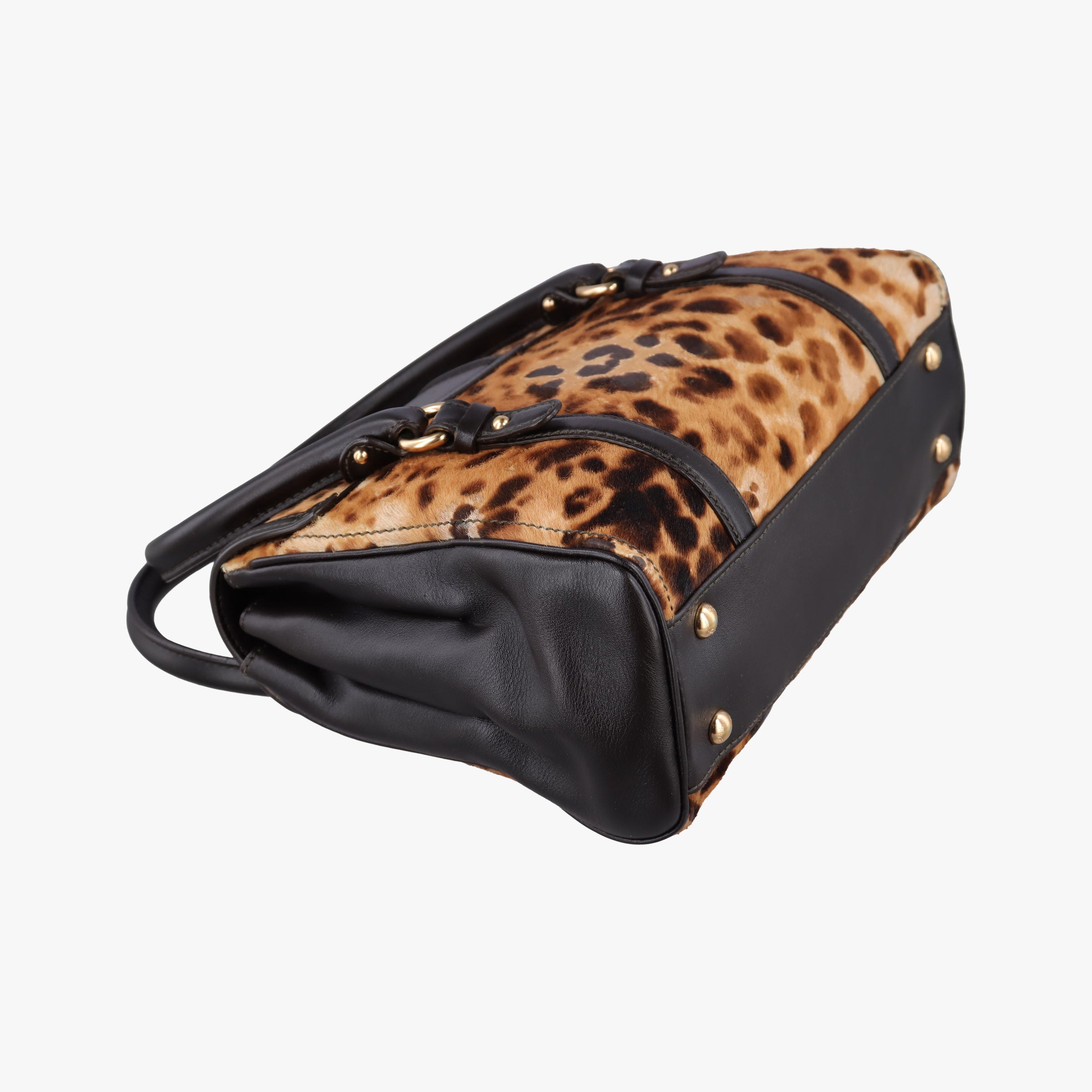 Pre-owned Ferragamo Vara Bow Brown x Black ponyhair  handbag | stylenewstar