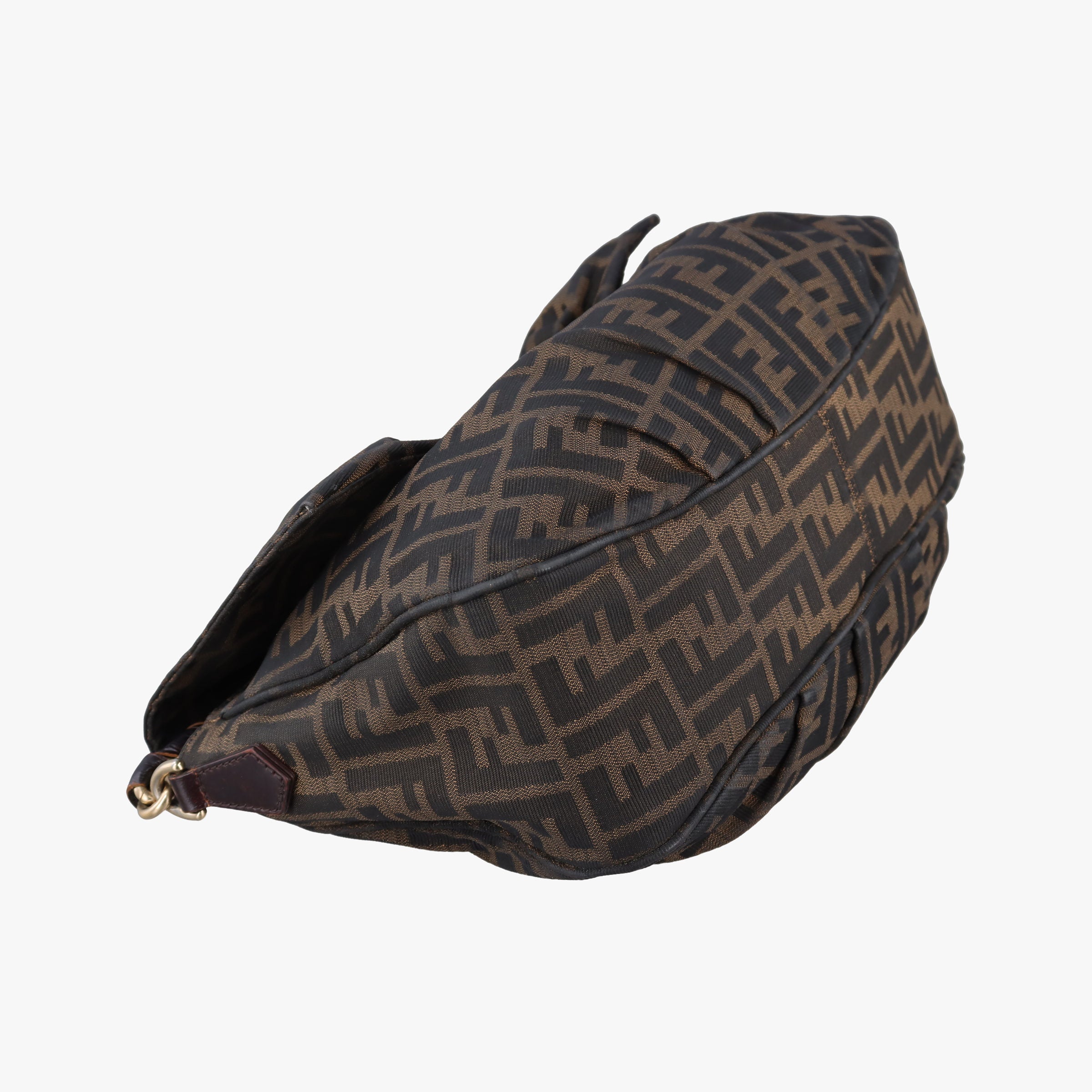 Pre-owned Fendi Mia Flap Brown Jacquard 8BT163 shoulderbag | stylenewstar