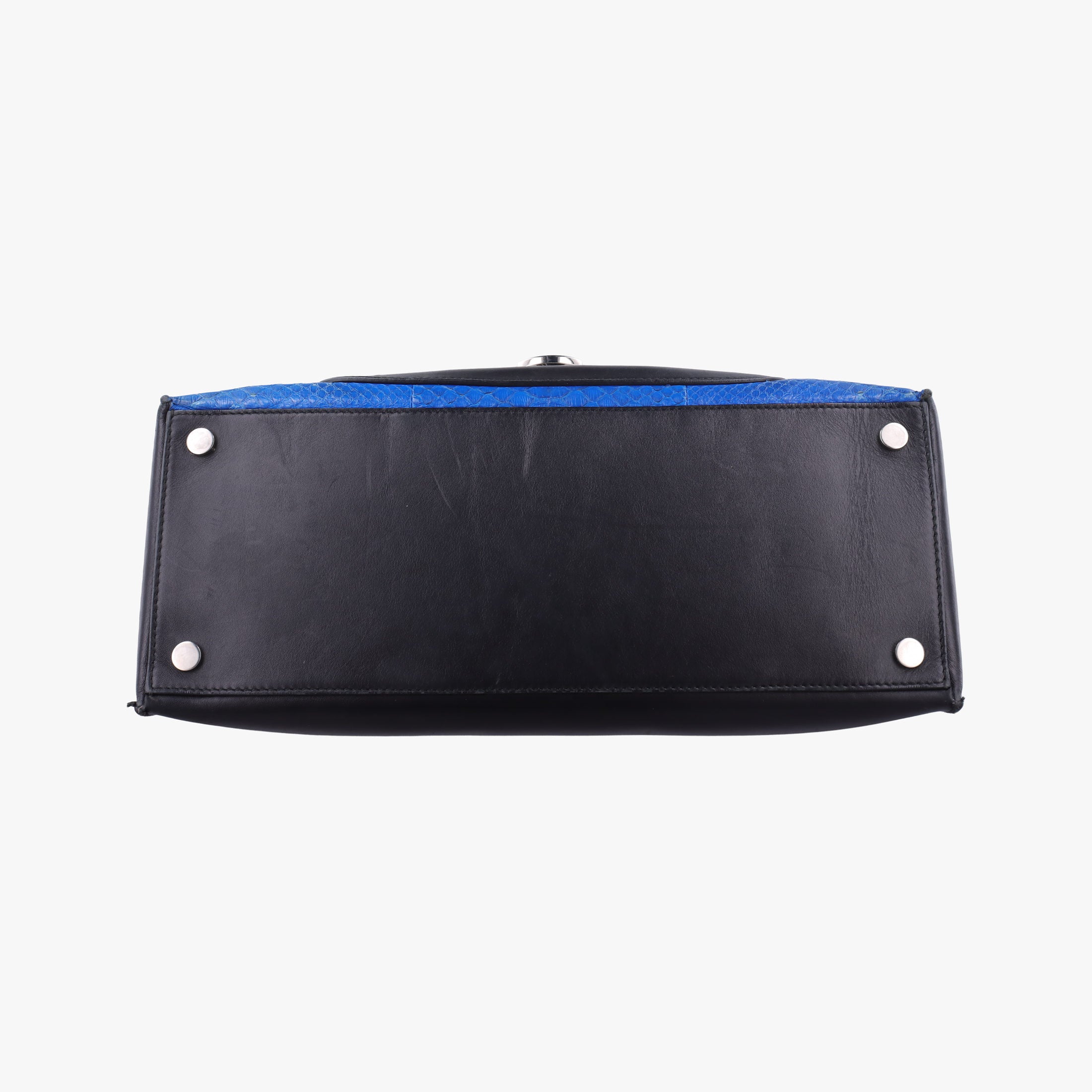 Pre-owned Balenciaga Padlock Blue Python Skin × Calfskin  shoulderbag | stylenewstar