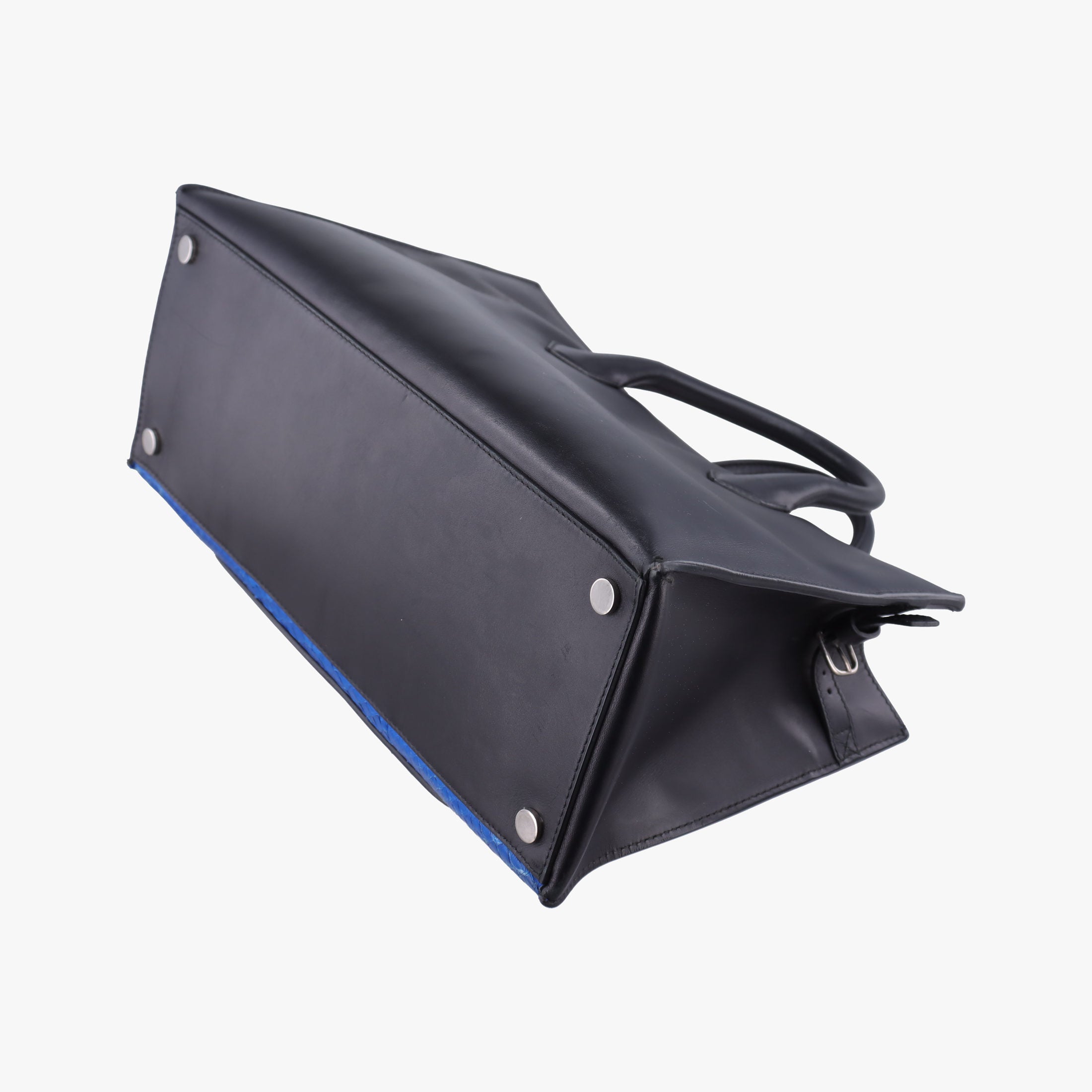 Pre-owned Balenciaga Padlock Blue Python Skin × Calfskin  shoulderbag | stylenewstar