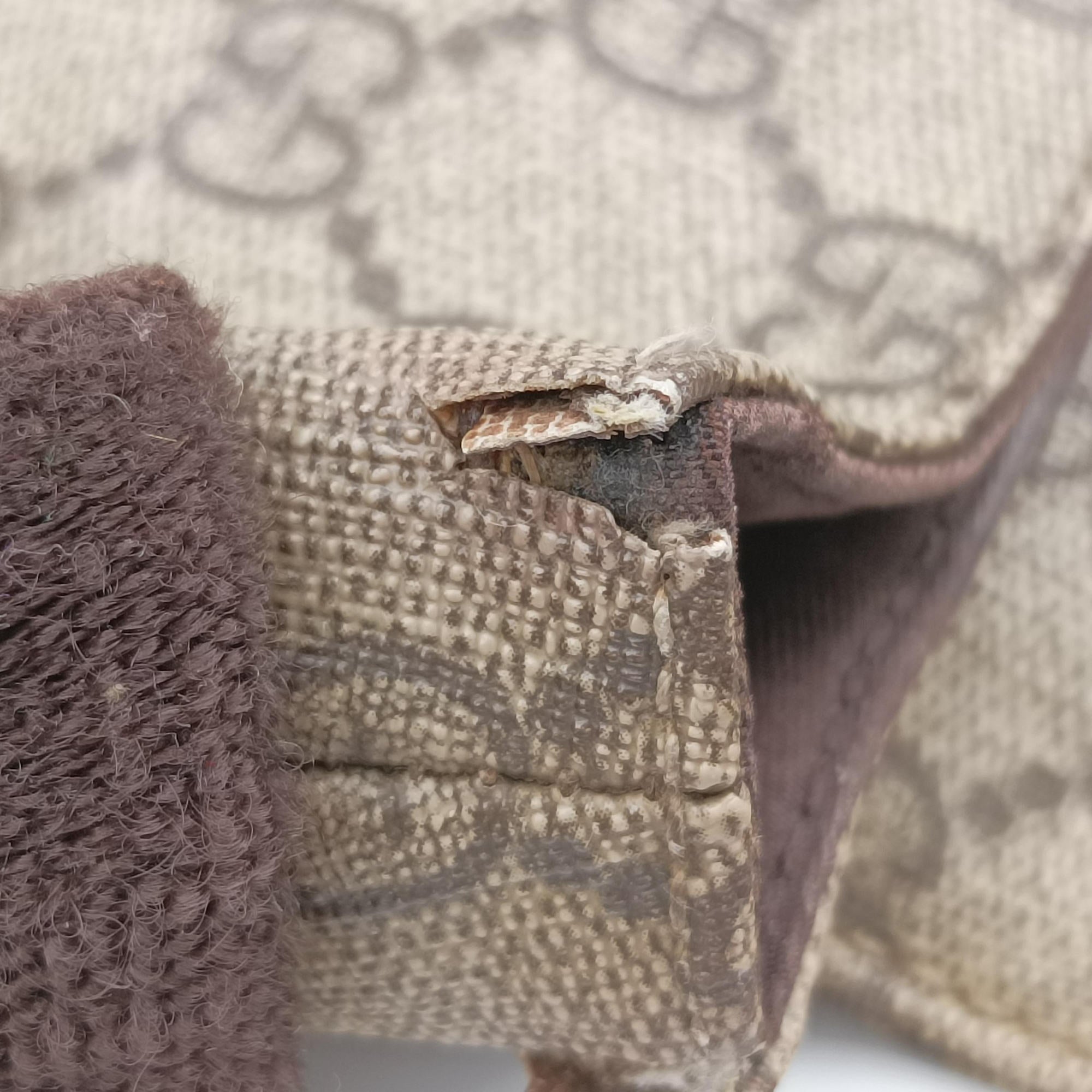 Secondhand Gucci GG Supreme Double Buckle Beige × Dark Brown PVC coated canvas 122373 214397 shoulderbag | stylenewstar