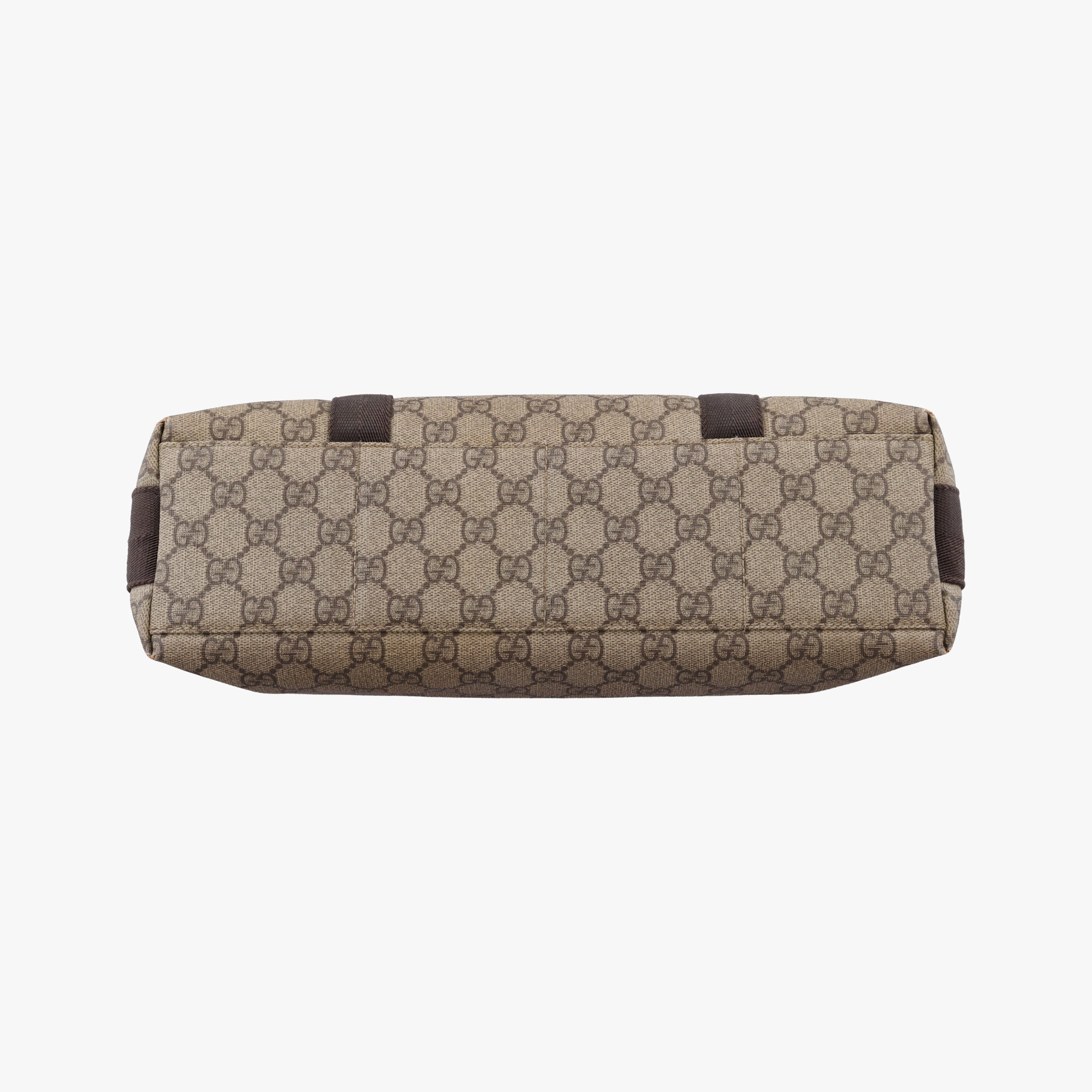 Secondhand Gucci GG Supreme Double Buckle Beige × Dark Brown PVC coated canvas 122373 214397 shoulderbag | stylenewstar