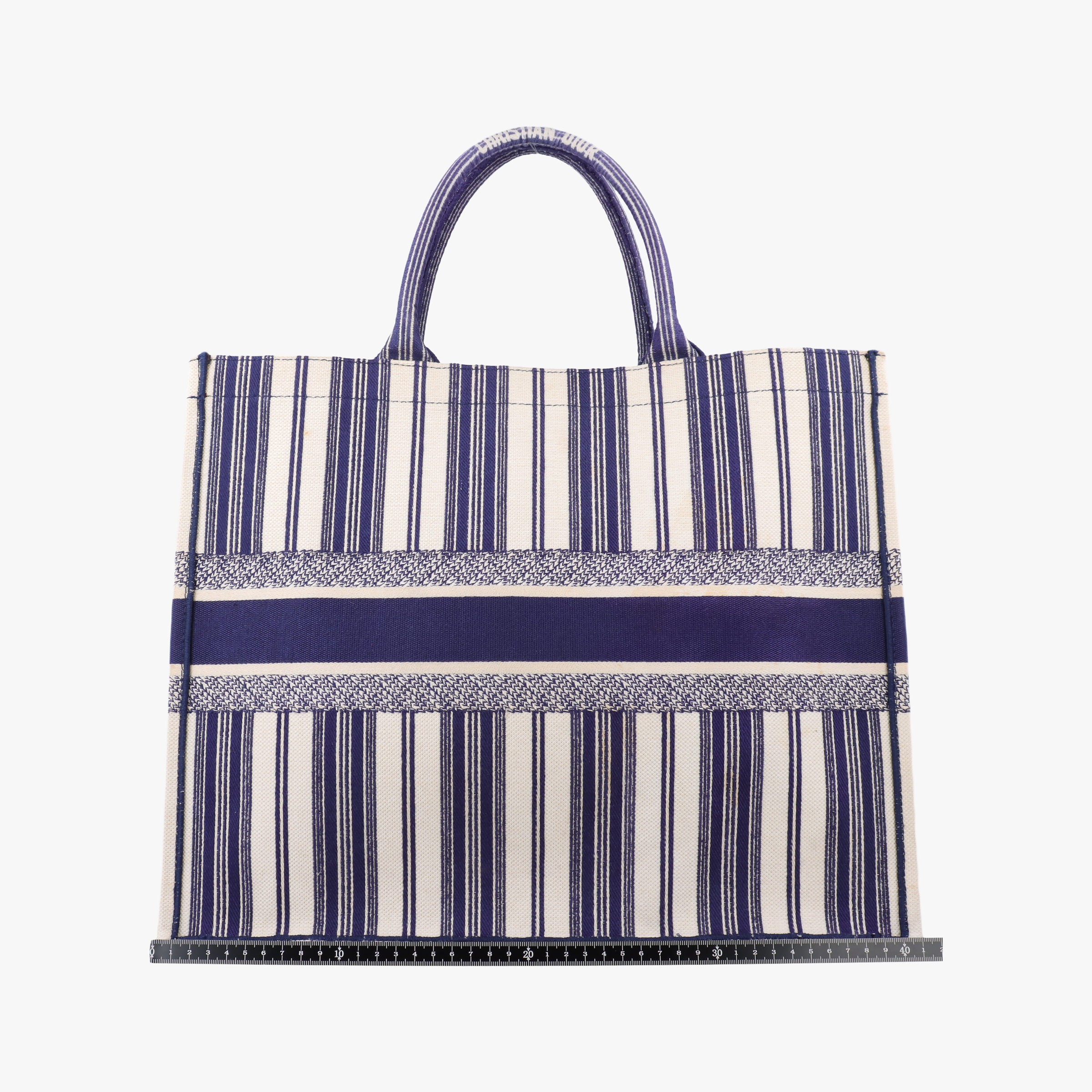 Pre-owned Christian Dior Book Tote White × Navy Jacquard  handbag | stylenewstar