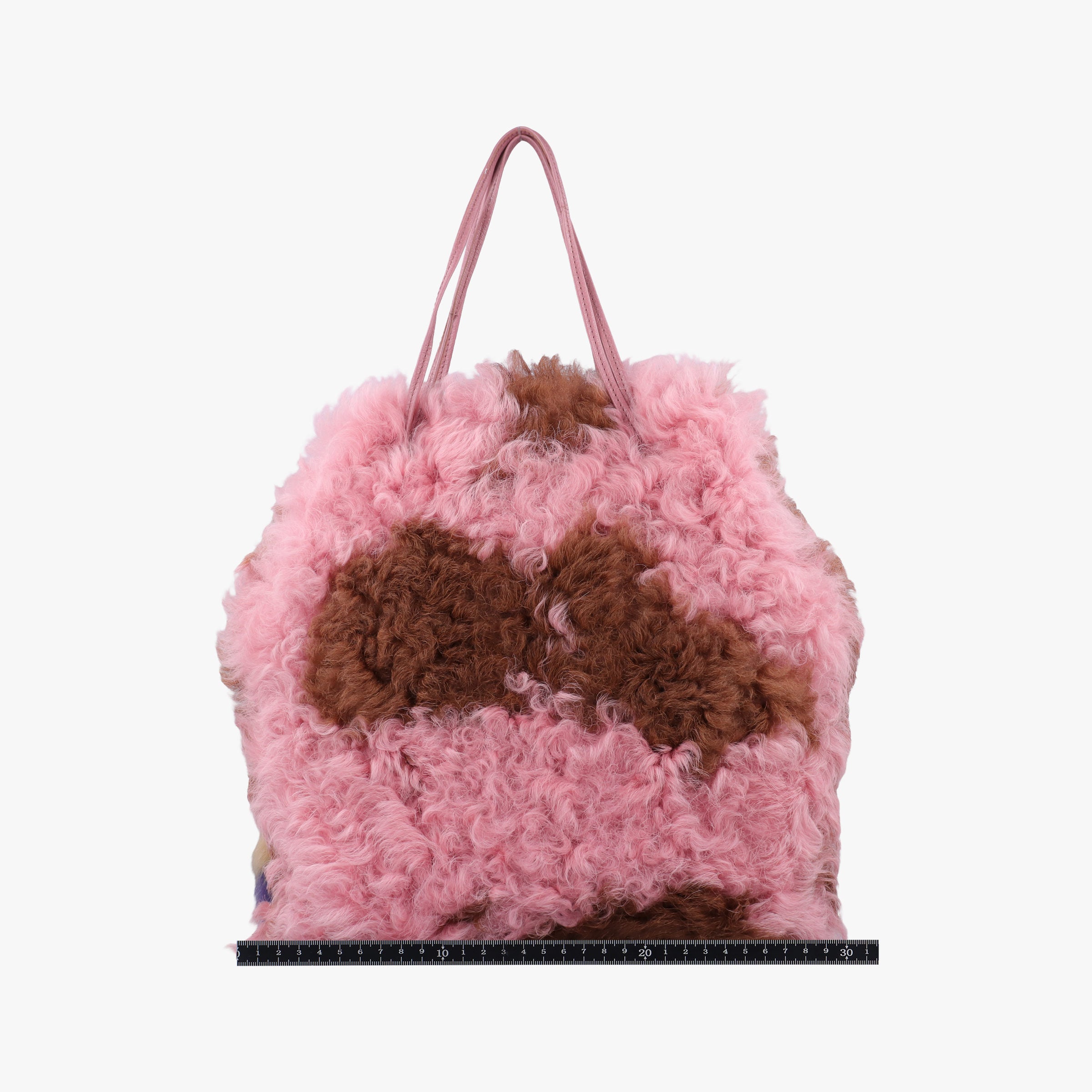 Pre-owned Prada Avant Garde Begonia Pink × Camel Brown × Purple Montone Shearling  handbag | stylenewstar