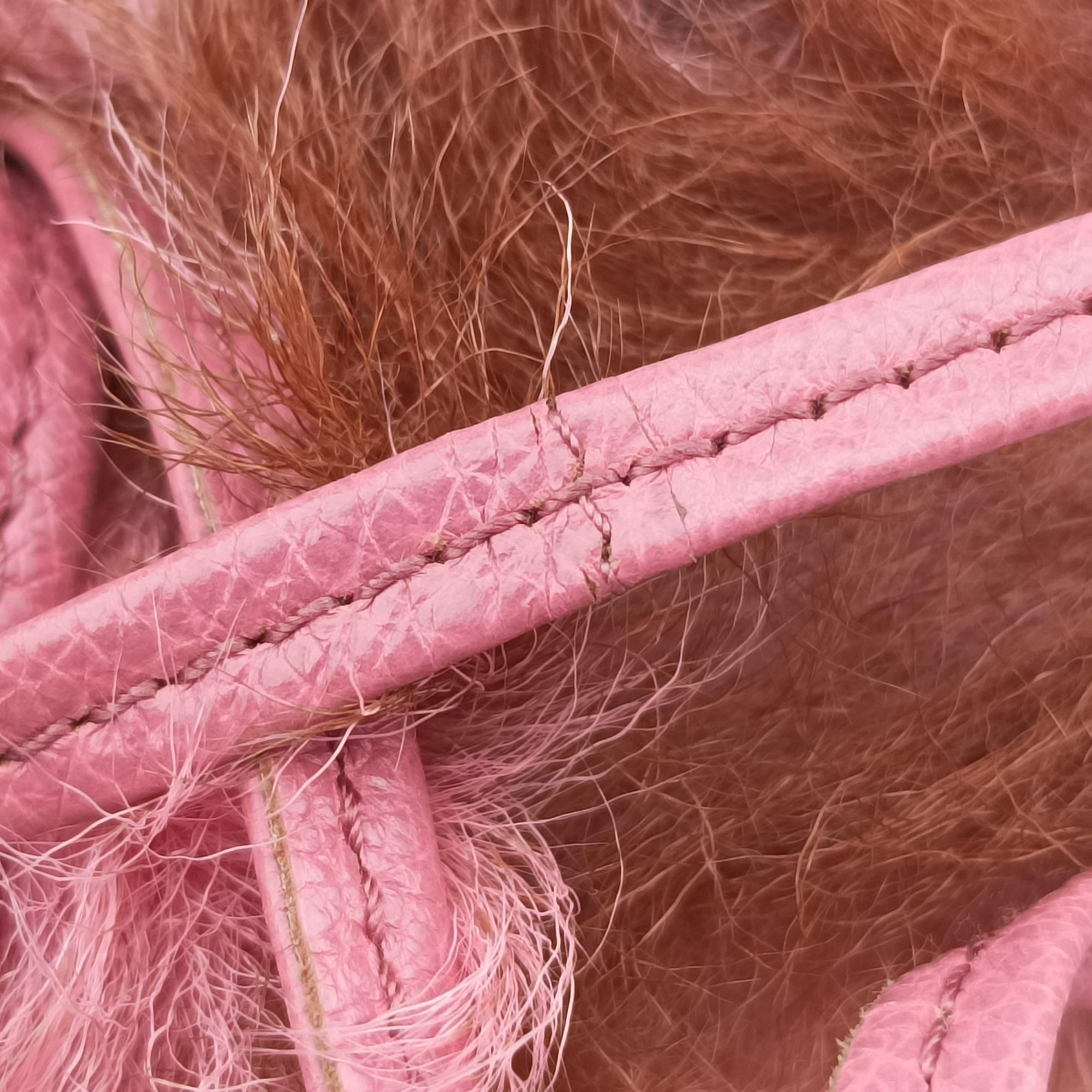Pre-owned Prada Avant Garde Begonia Pink × Camel Brown × Purple Montone Shearling  handbag | stylenewstar
