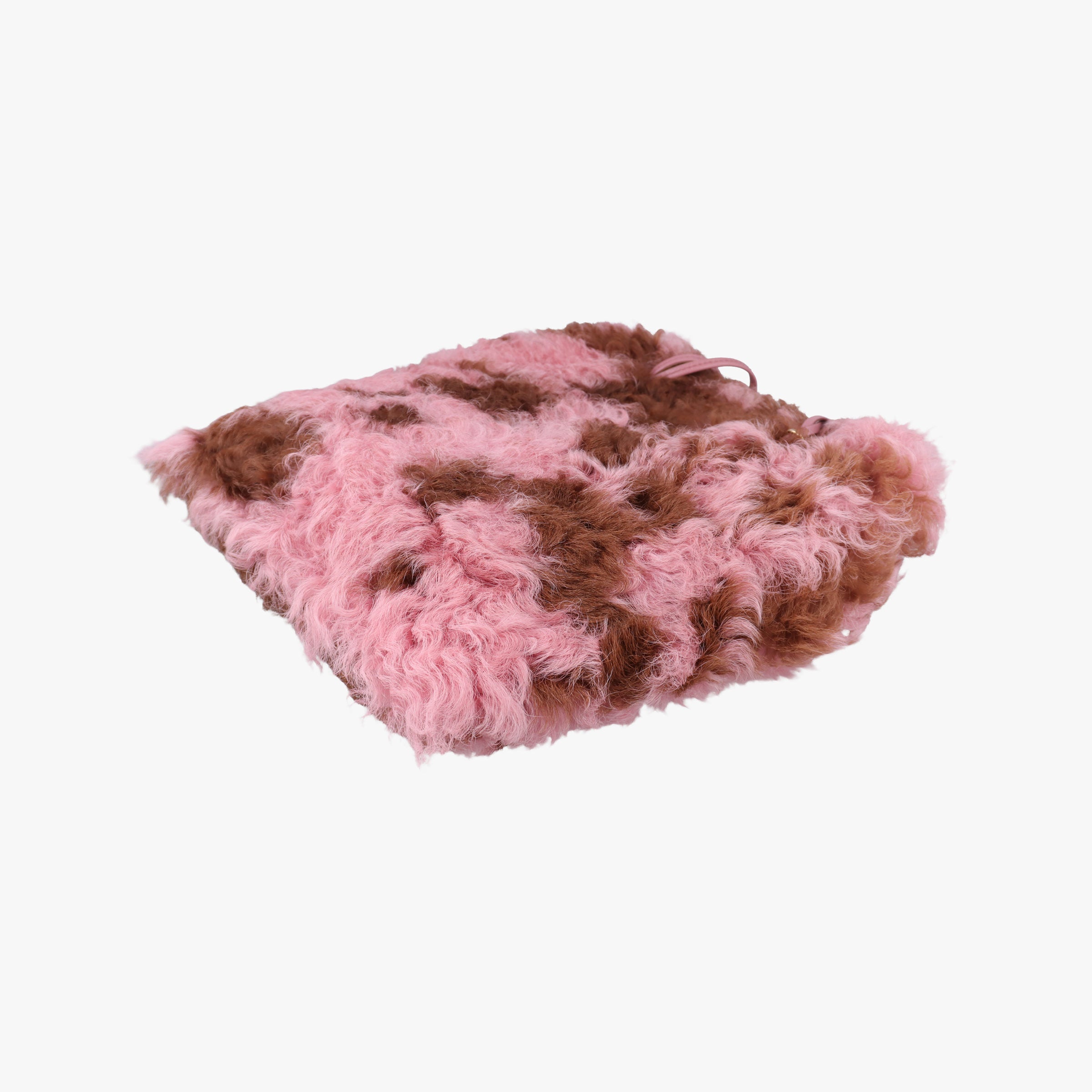 Pre-owned Prada Avant Garde Begonia Pink × Camel Brown × Purple Montone Shearling  handbag | stylenewstar