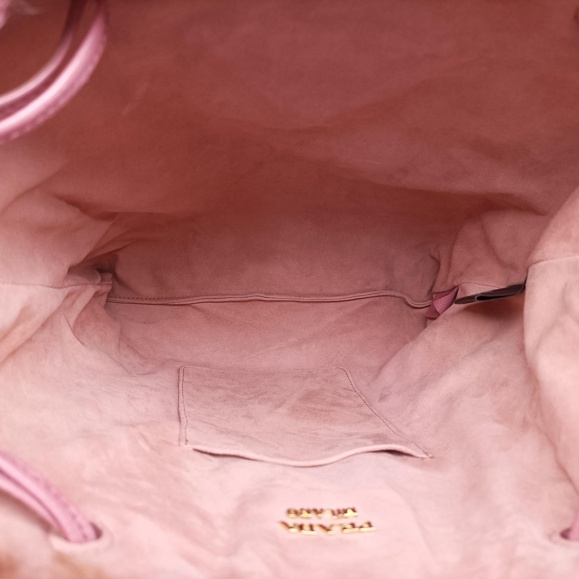 Pre-owned Prada Avant Garde Begonia Pink × Camel Brown × Purple Montone Shearling  handbag | stylenewstar
