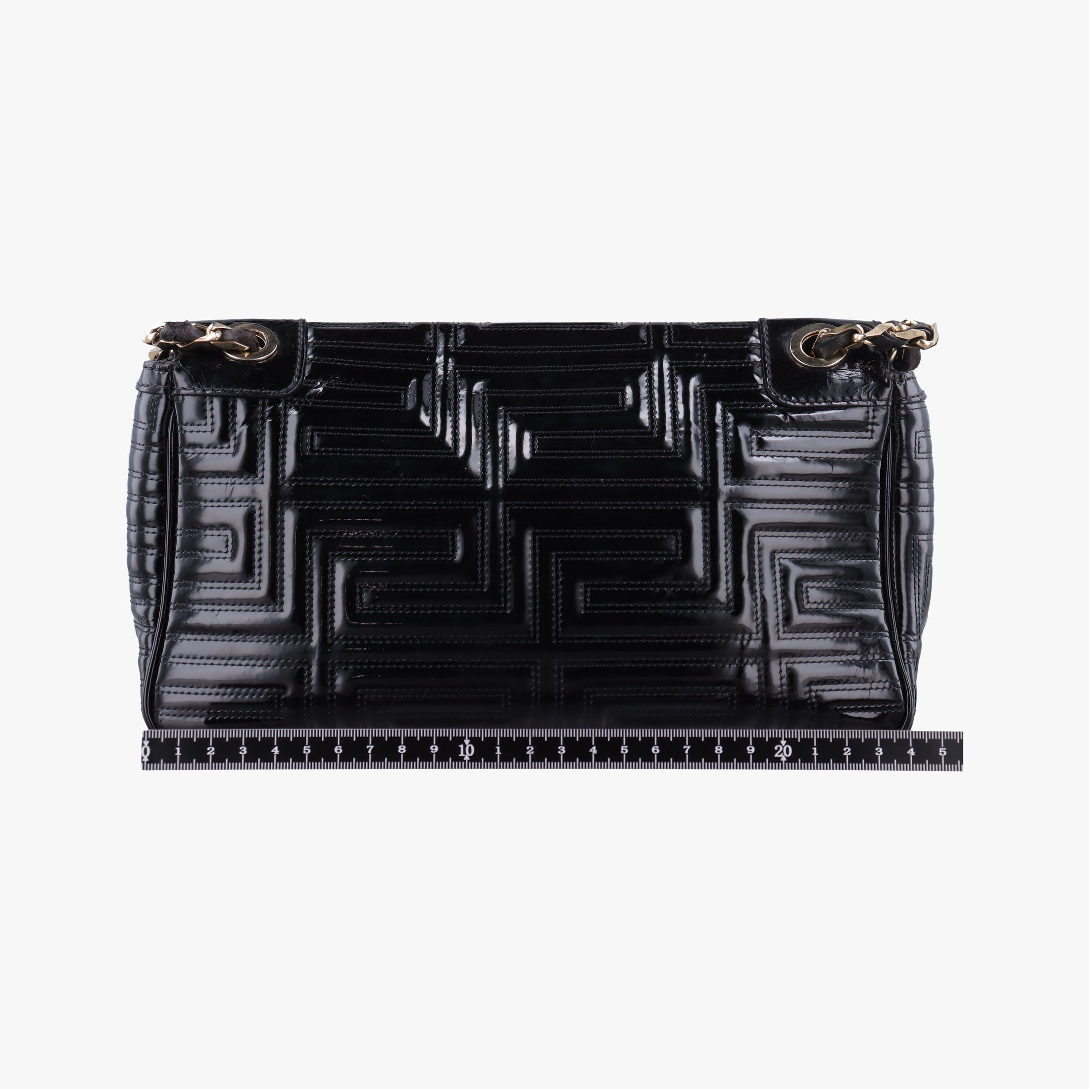 Pre-owned VERSACE back grain Black Patent Leather  shoulderbag | stylenewstar