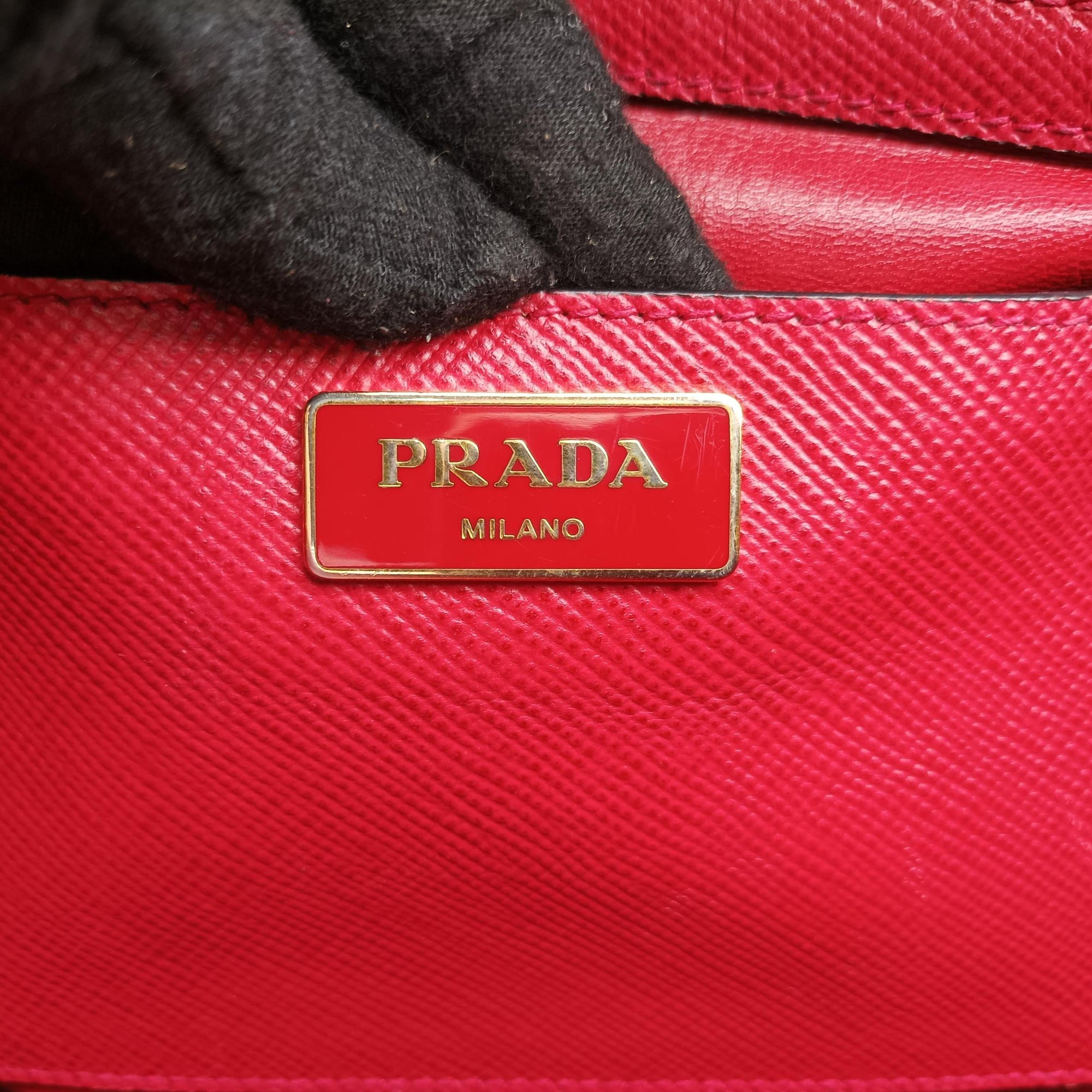 Pre-owned Prada Bicolor Cuir Double Red SAFFIANO Leather  shoulderbag | stylenewstar