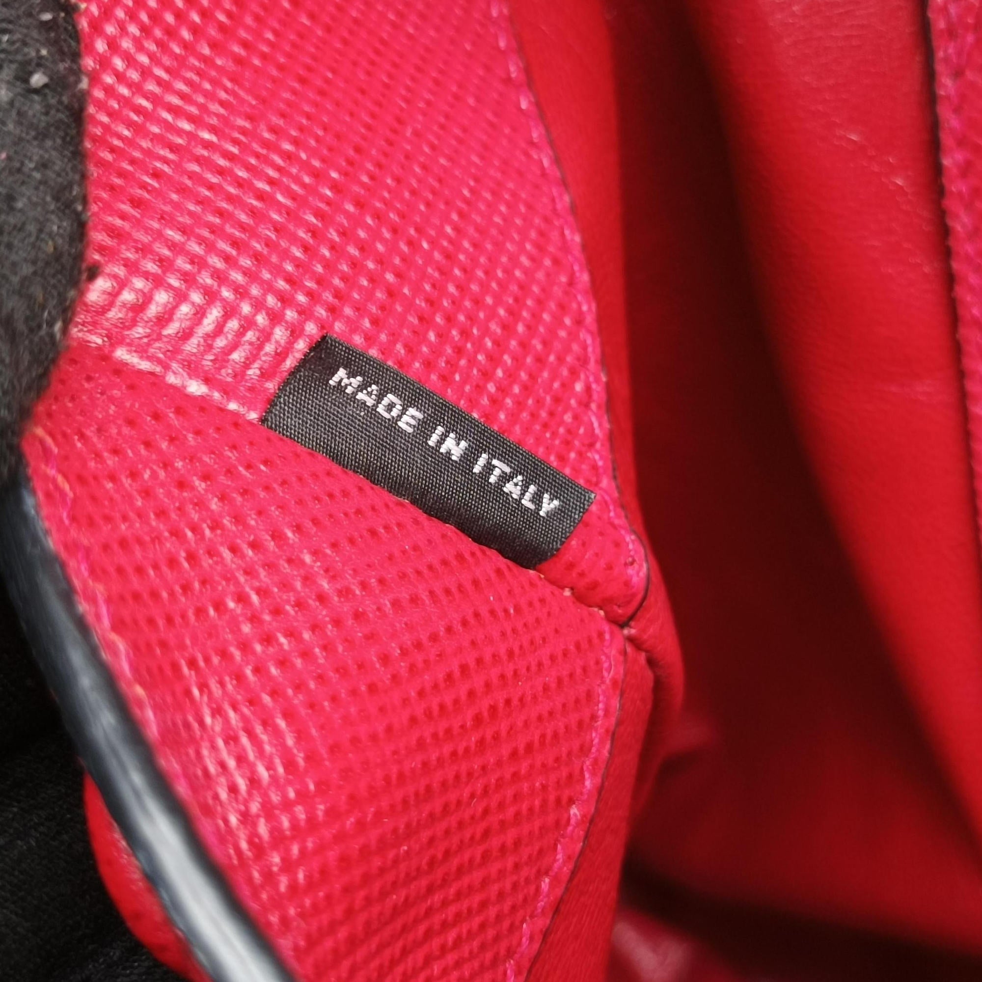 Pre-owned Prada Bicolor Cuir Double Red SAFFIANO Leather  shoulderbag | stylenewstar