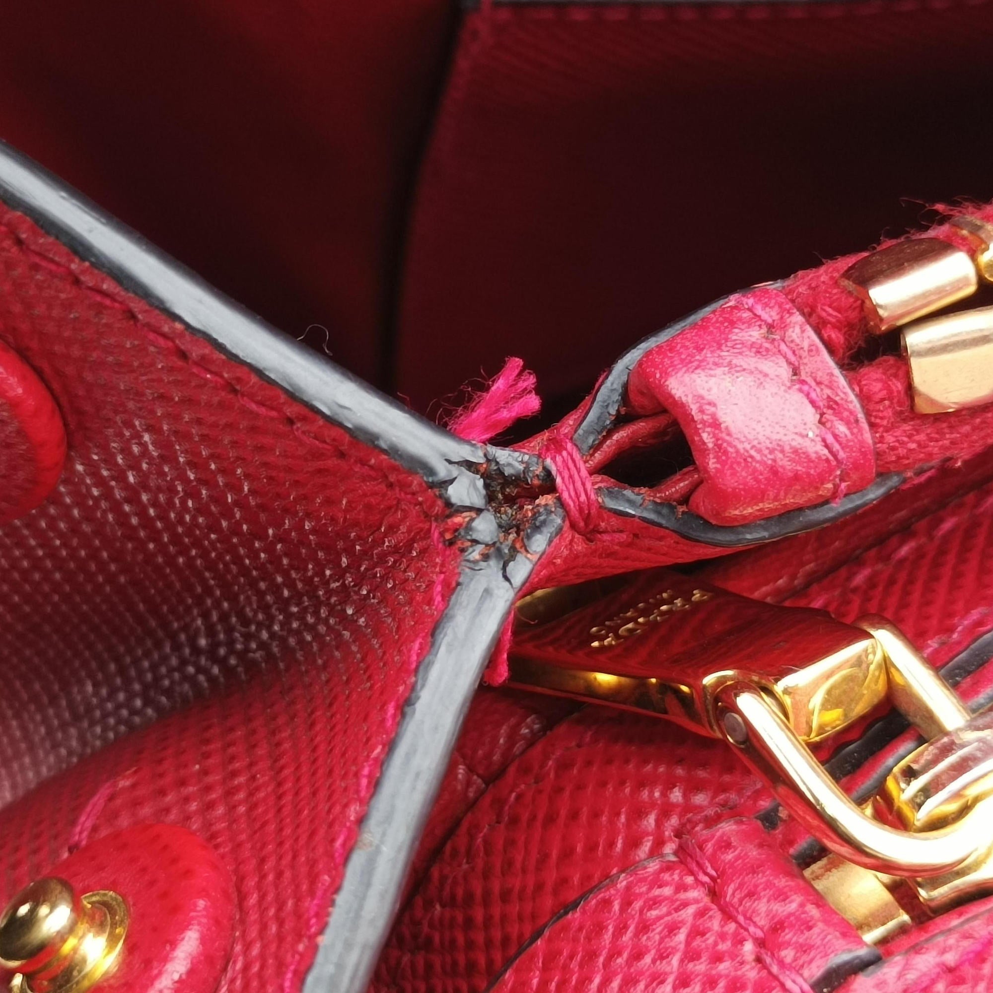 Pre-owned Prada Bicolor Cuir Double Red SAFFIANO Leather  shoulderbag | stylenewstar