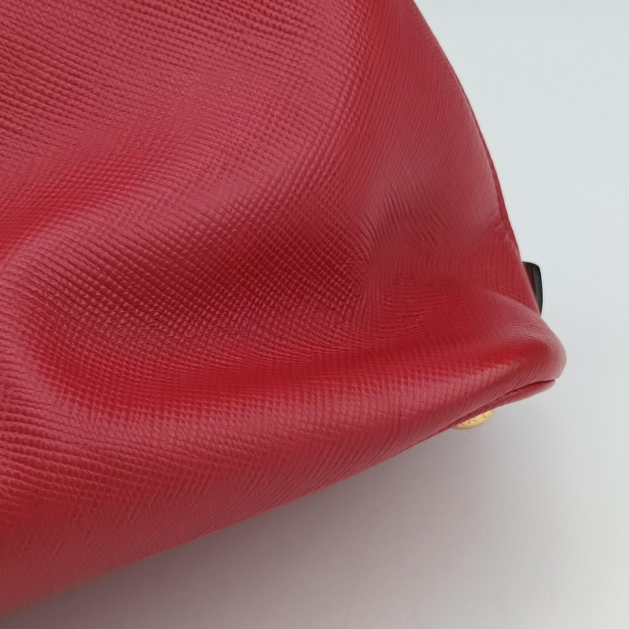 Pre-owned Prada Bicolor Cuir Double Red SAFFIANO Leather  shoulderbag | stylenewstar