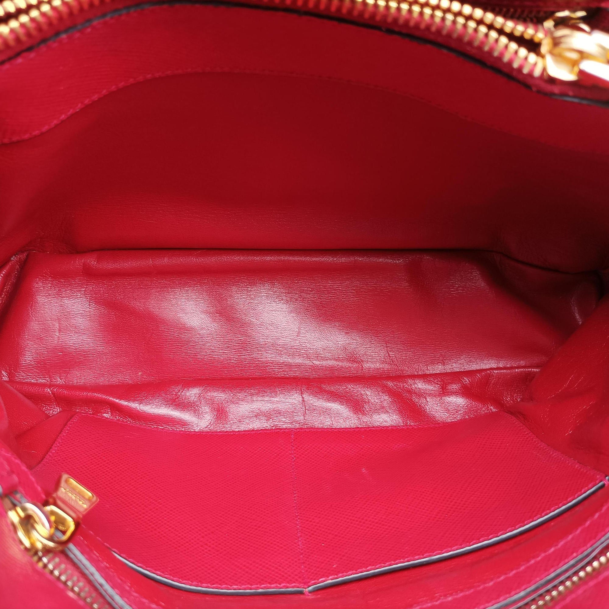 Pre-owned Prada Bicolor Cuir Double Red SAFFIANO Leather  shoulderbag | stylenewstar