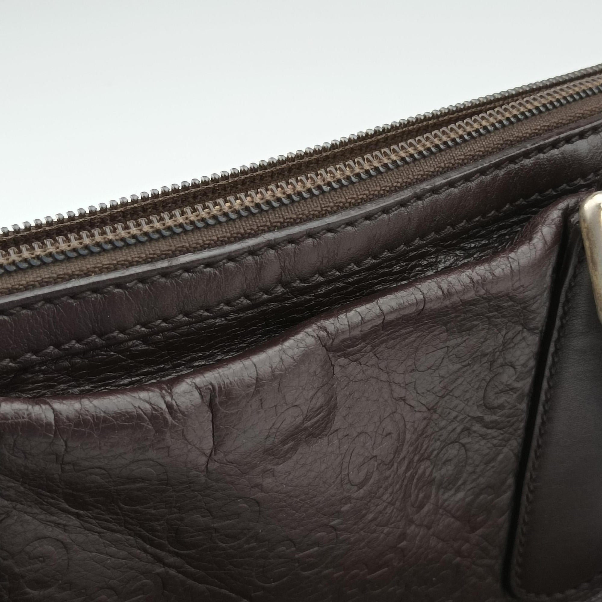 Pre-owned Gucci GG Guccissima Boston Brown leather 257289 shoulderbag | stylenewstar