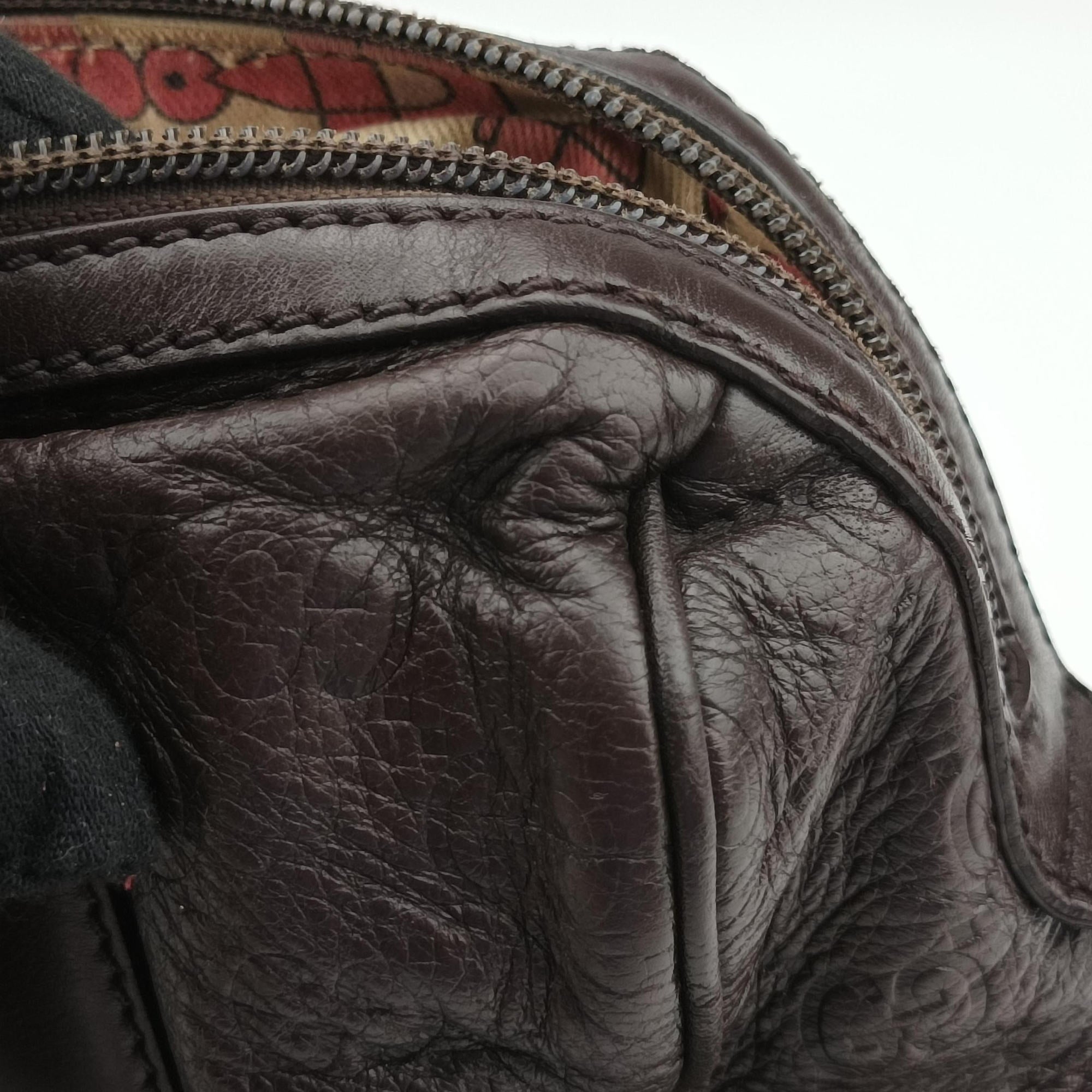 Pre-owned Gucci GG Guccissima Boston Brown leather 257289 shoulderbag | stylenewstar