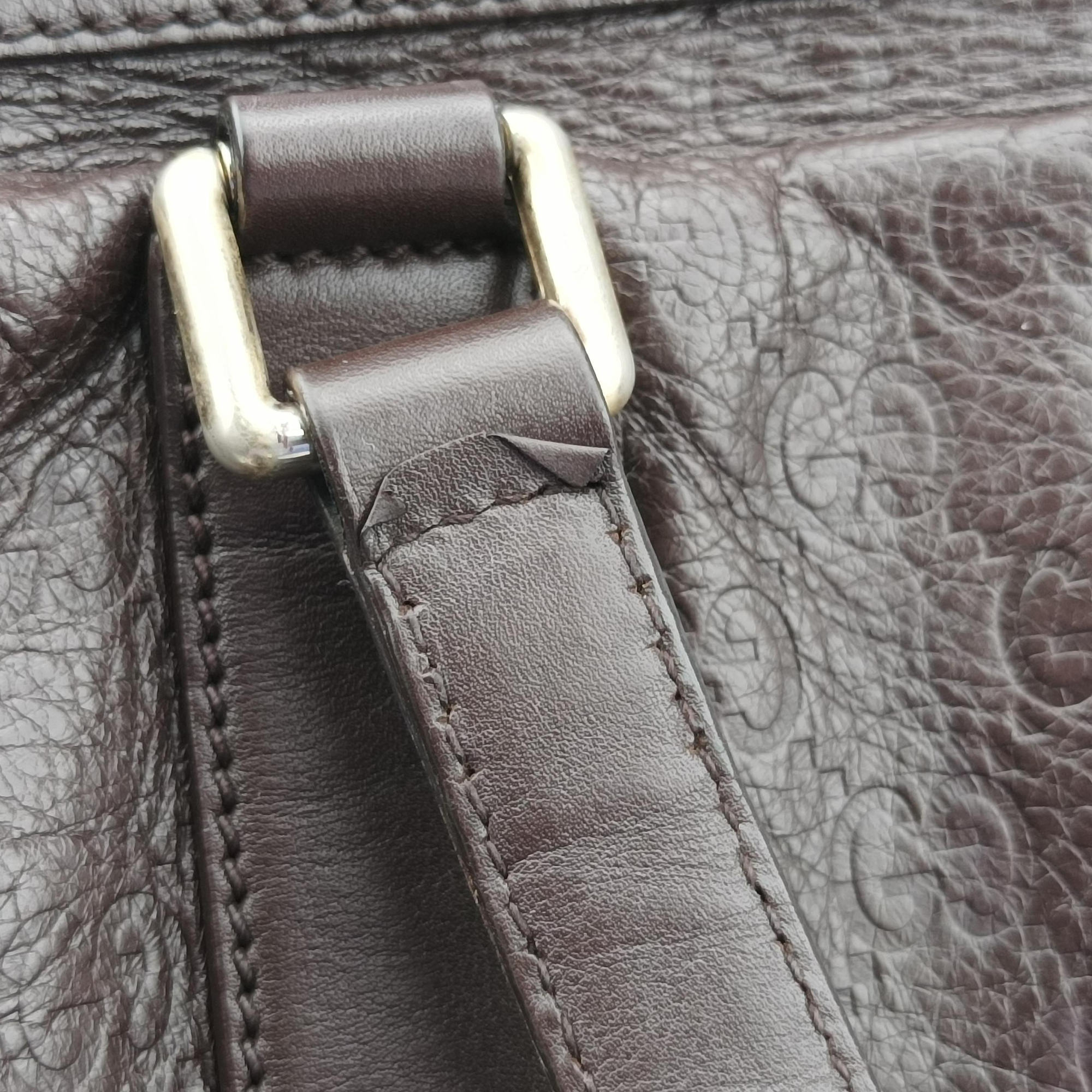 Pre-owned Gucci GG Guccissima Boston Brown leather 257289 shoulderbag | stylenewstar