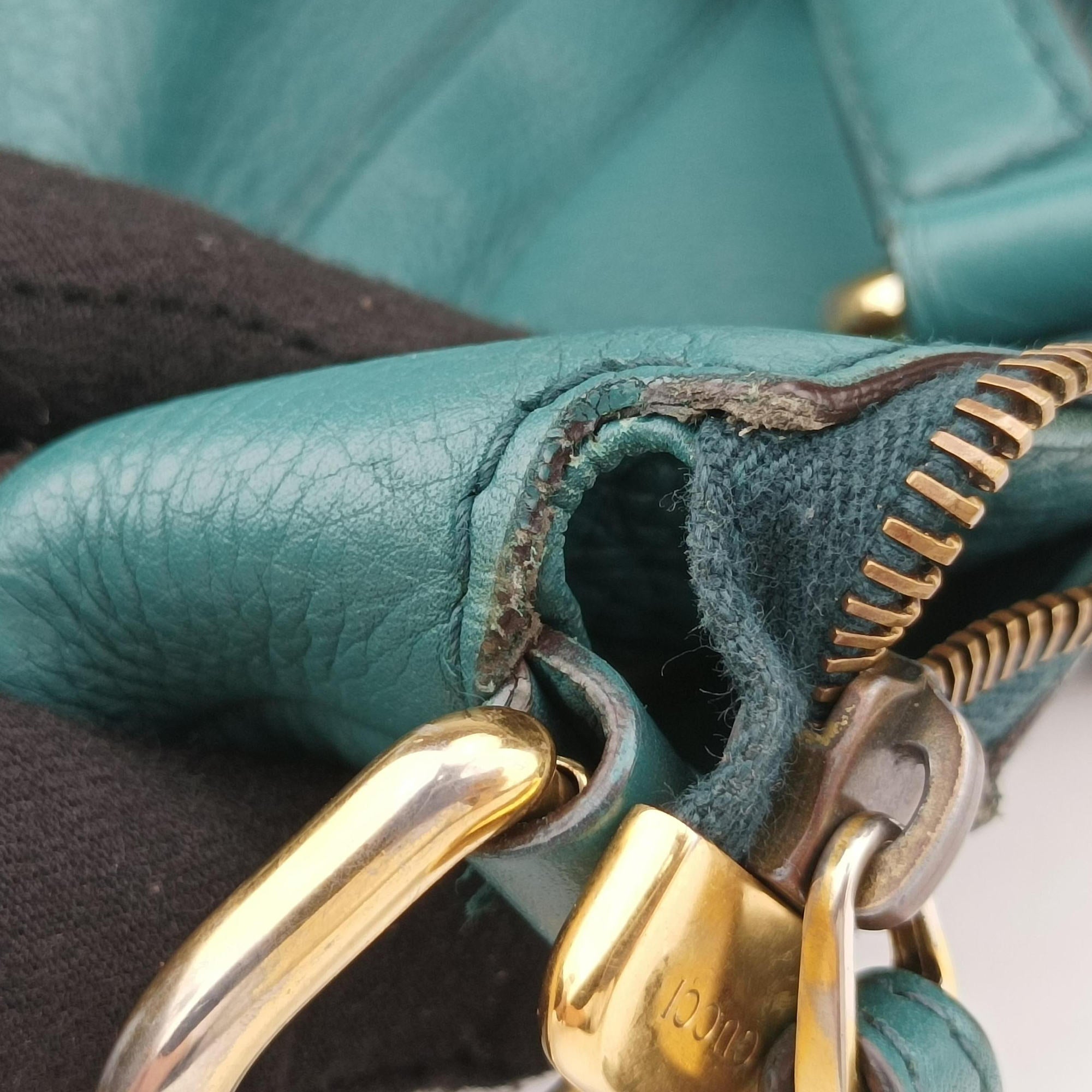 Pre-owned Gucci Ride Teal Leather 269963 shoulderbag | stylenewstar