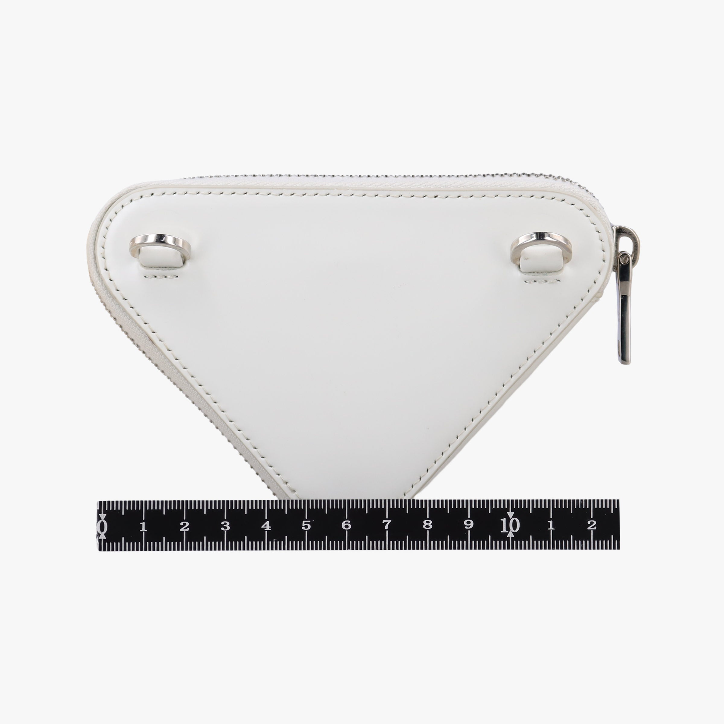Pre-owned Prada Triangle Chain Pouch White Leather  shoulderbag | stylenewstar