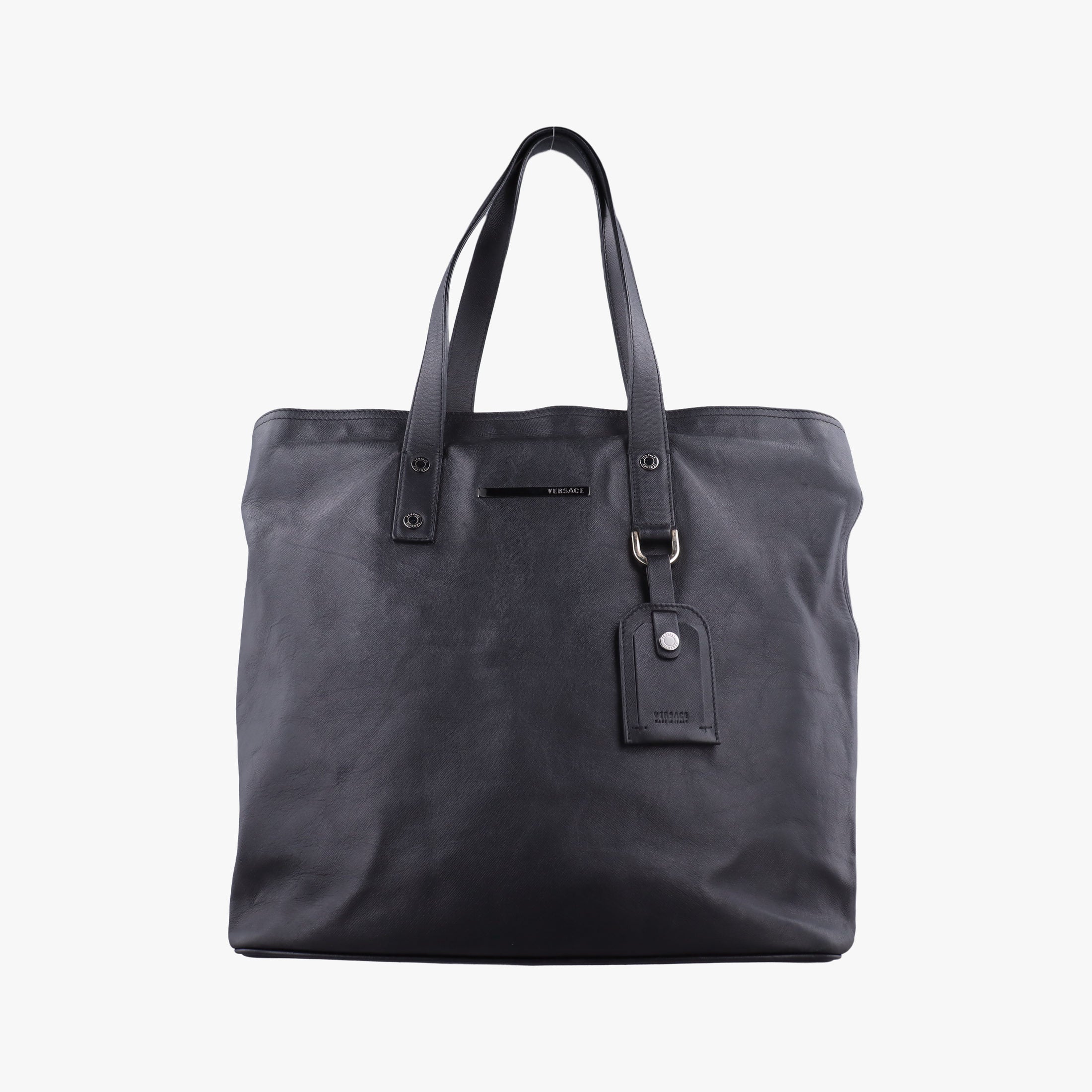 Vintage VERSACE Tote Black Leather  handbag | stylenewstar