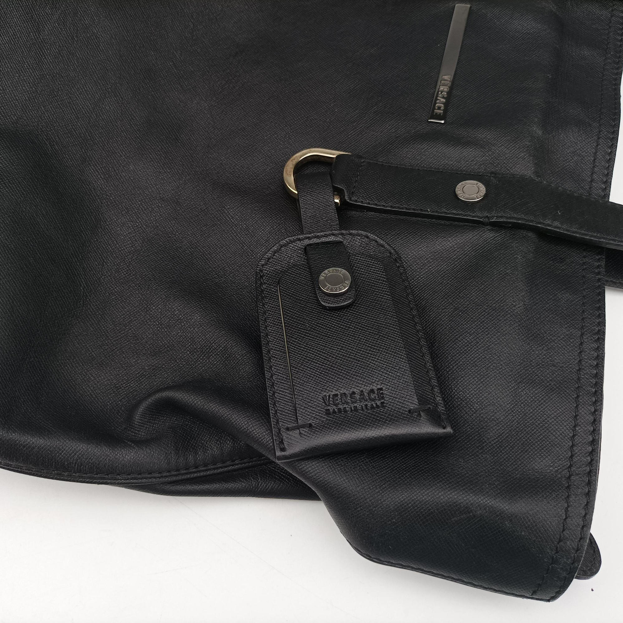 Vintage VERSACE Tote Black Leather  handbag | stylenewstar