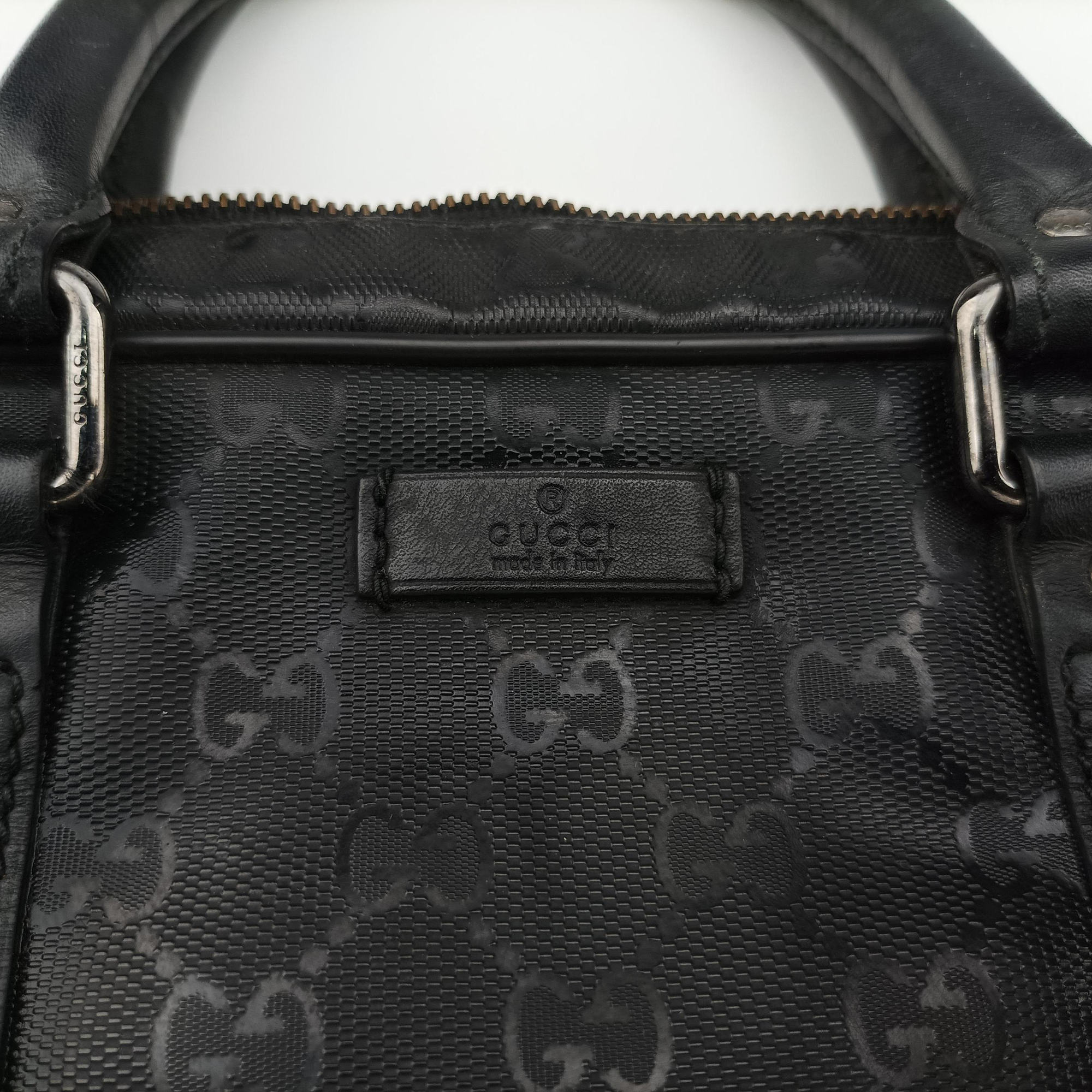 Secondhand Gucci GG plus GG Supreme Briefcase Black PVC coated canvas 201480 handbag | stylenewstar
