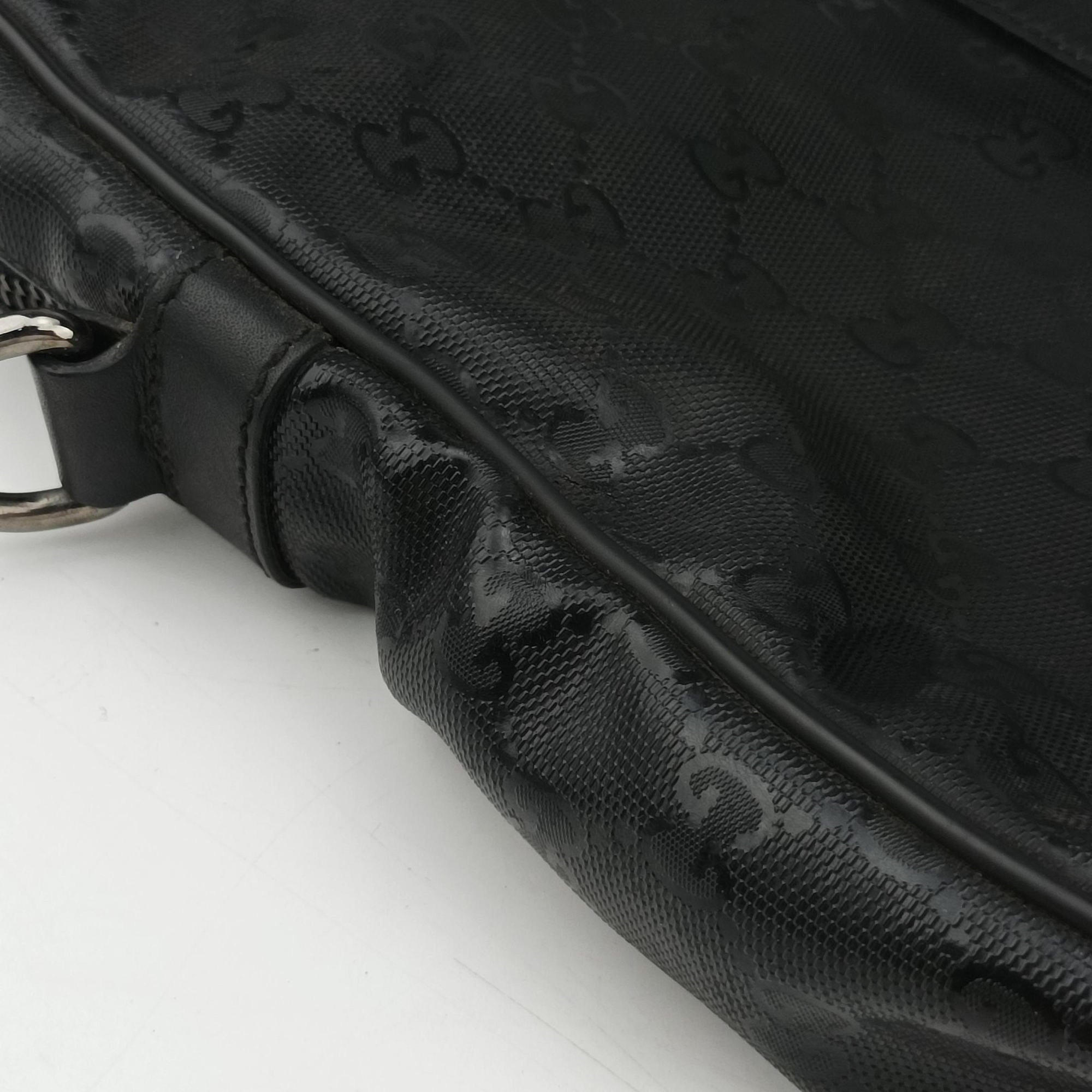 Secondhand Gucci GG plus GG Supreme Briefcase Black PVC coated canvas 201480 handbag | stylenewstar