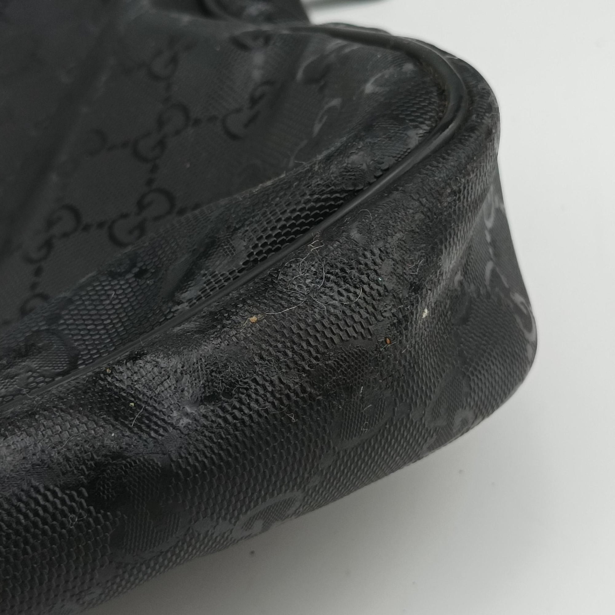 Secondhand Gucci GG plus GG Supreme Briefcase Black PVC coated canvas 201480 handbag | stylenewstar
